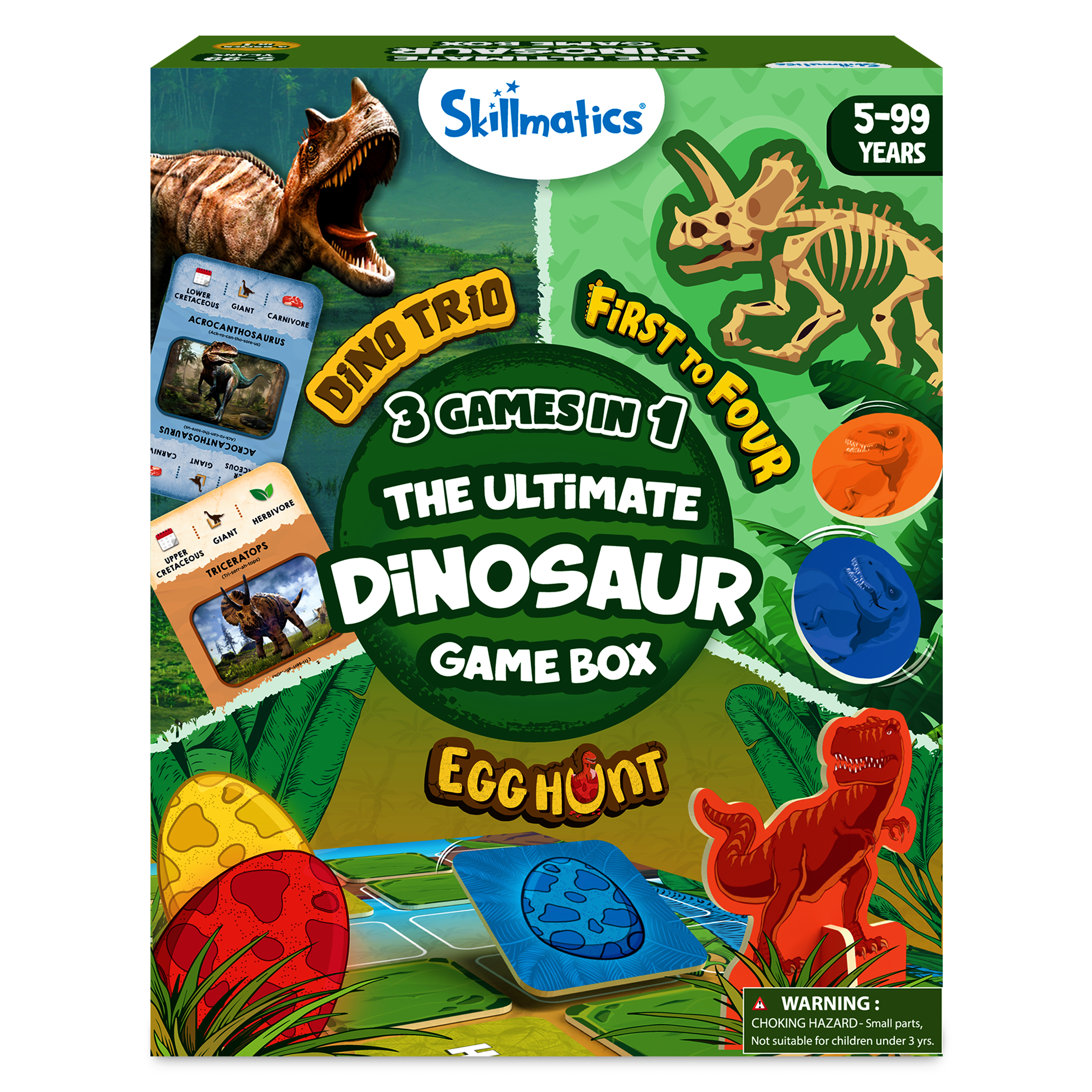 Skillmatics Ultimate Dinosaur Game Box - 3 Family Friendly Games in 1, Perfect for Kids Ages 5 and Up, Great Gift Skillmatics