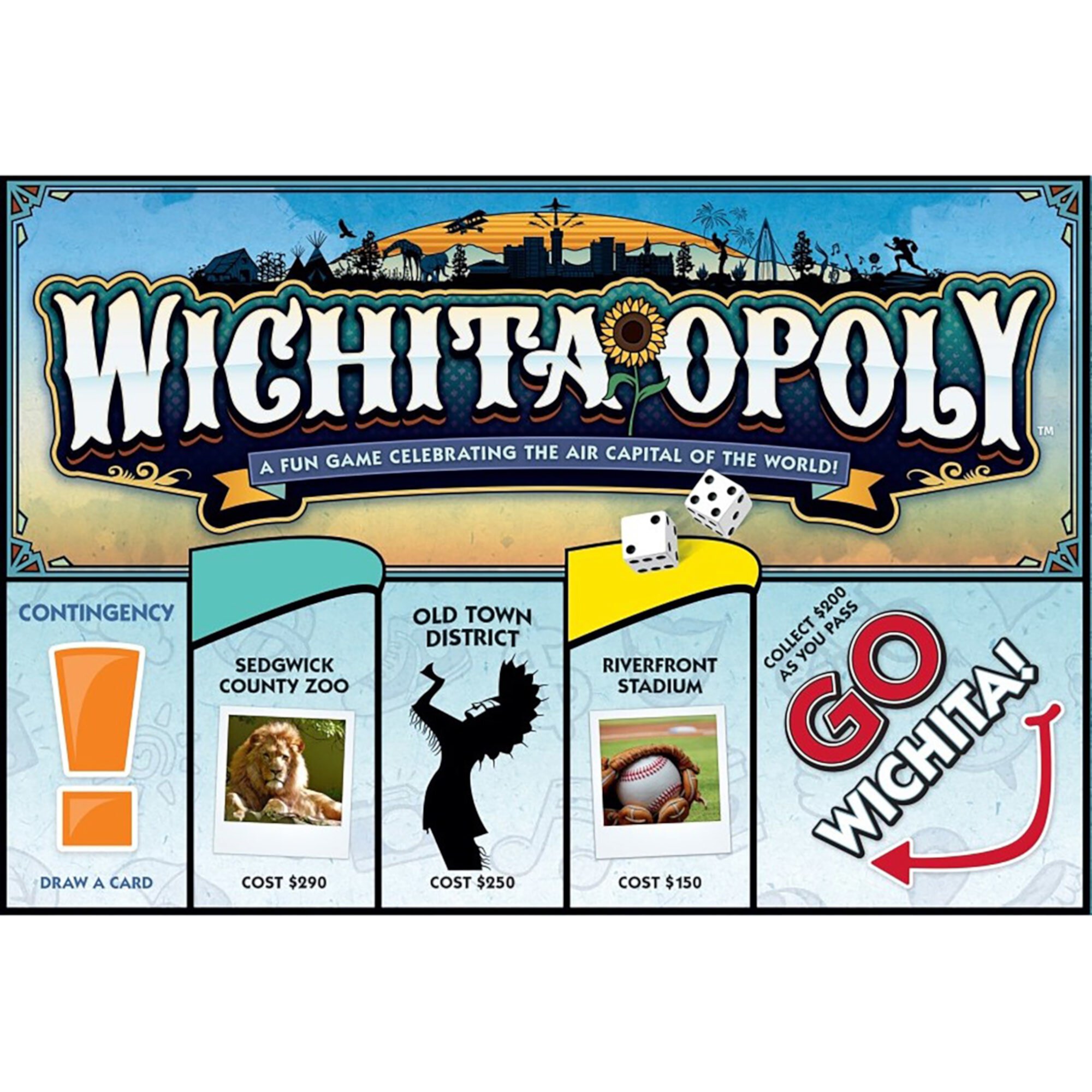 Late For The Sky: Wichita-Opoly - City Themed Family Board Game, Opoly-Style Game Night, Traditional Play Or 1 Hr Version, Ages 8+, 2-6 Players Late For The Sky