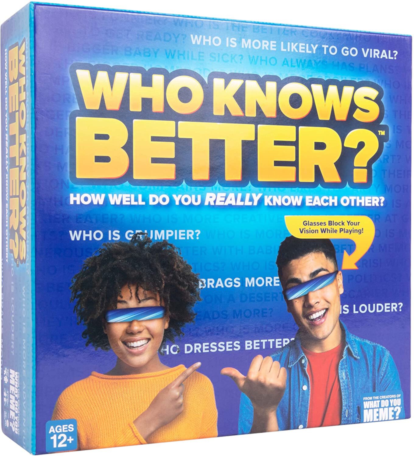 Who Knows Better? Family Card Game of Blindfolded Superlatives by What Do You Meme? Family WHAT DO YOU MEME?