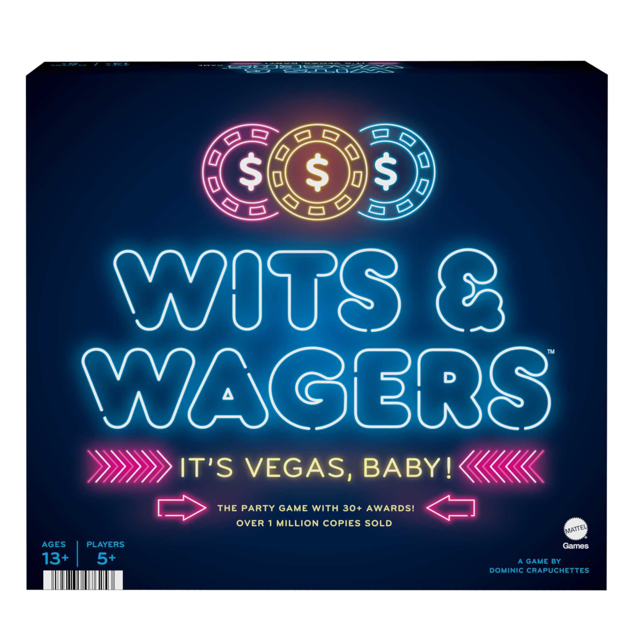 Wits & Wagers Vegas Edition Board Game, Party Game with Dry Erase Boards, Markers & Poker Chips Mattel