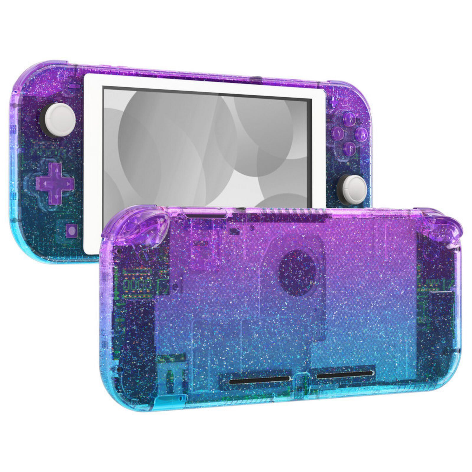 eXtremeRate Glitter Gradient Translucent Bluebell & Blue DIY Replacement Shell for Nintendo Switch Lite, NSL Handheld Controller Housing w/ Screen Protector, Custom Case Cover for Nintendo Switch Lite EXtremeRate