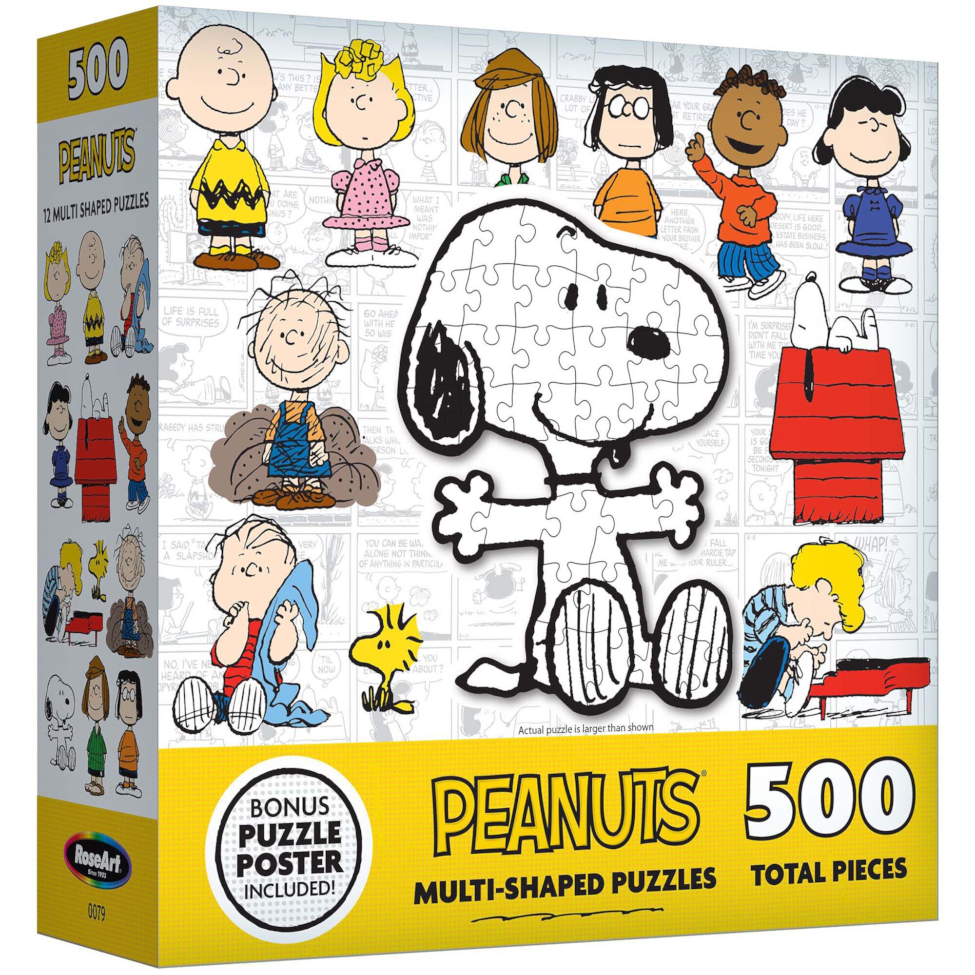 RoseArt: 12 Mini-Shaped PEANUTS Puzzles, 500 Pieces Cra-Z-Art