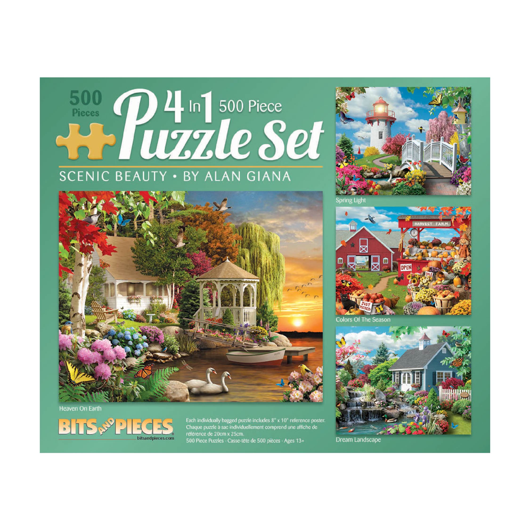 Bits and Pieces 4-In-1 Multi-Pack Scenic Beauty 500 Piece Jigsaw Puzzles by Alan Giana 16 " x 20" Bits and Pieces