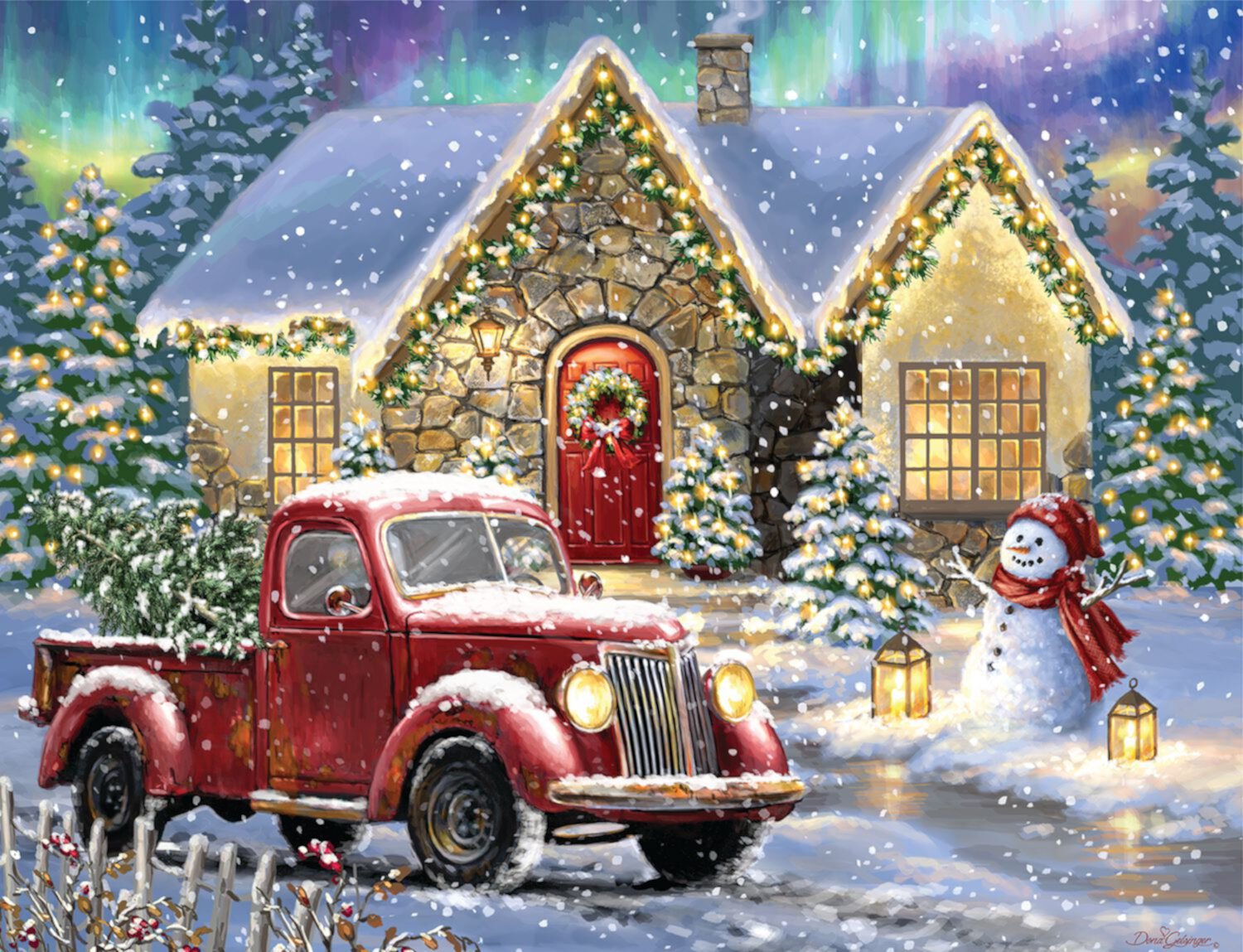 Springbok's 500 Piece Jigsaw Puzzle Christmas Night Lane - Made in USA Springbok Puzzles