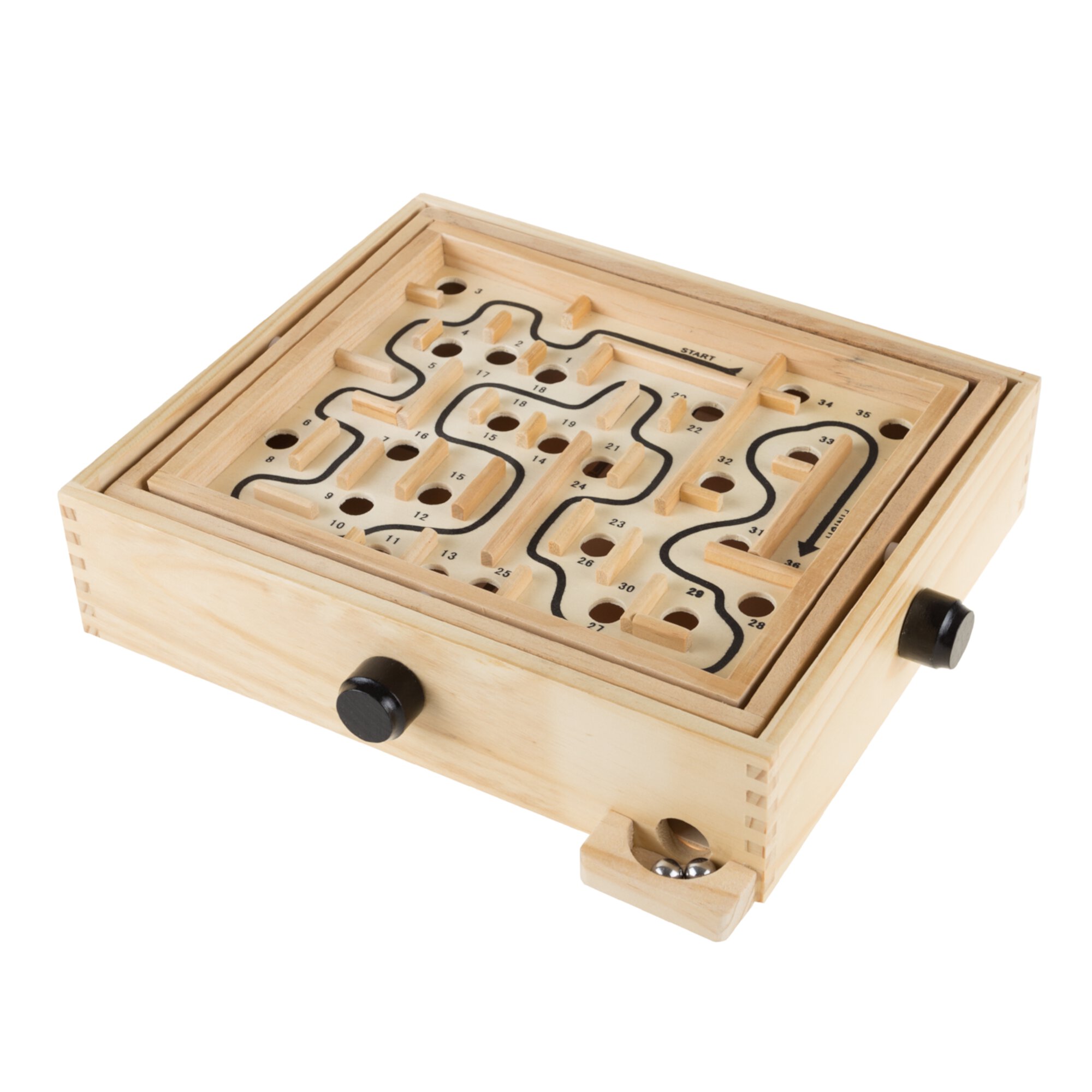 Labyrinth Wooden Maze Game with Two Steel Marbles, Puzzle Game by Hey! Play! Hey! Play!