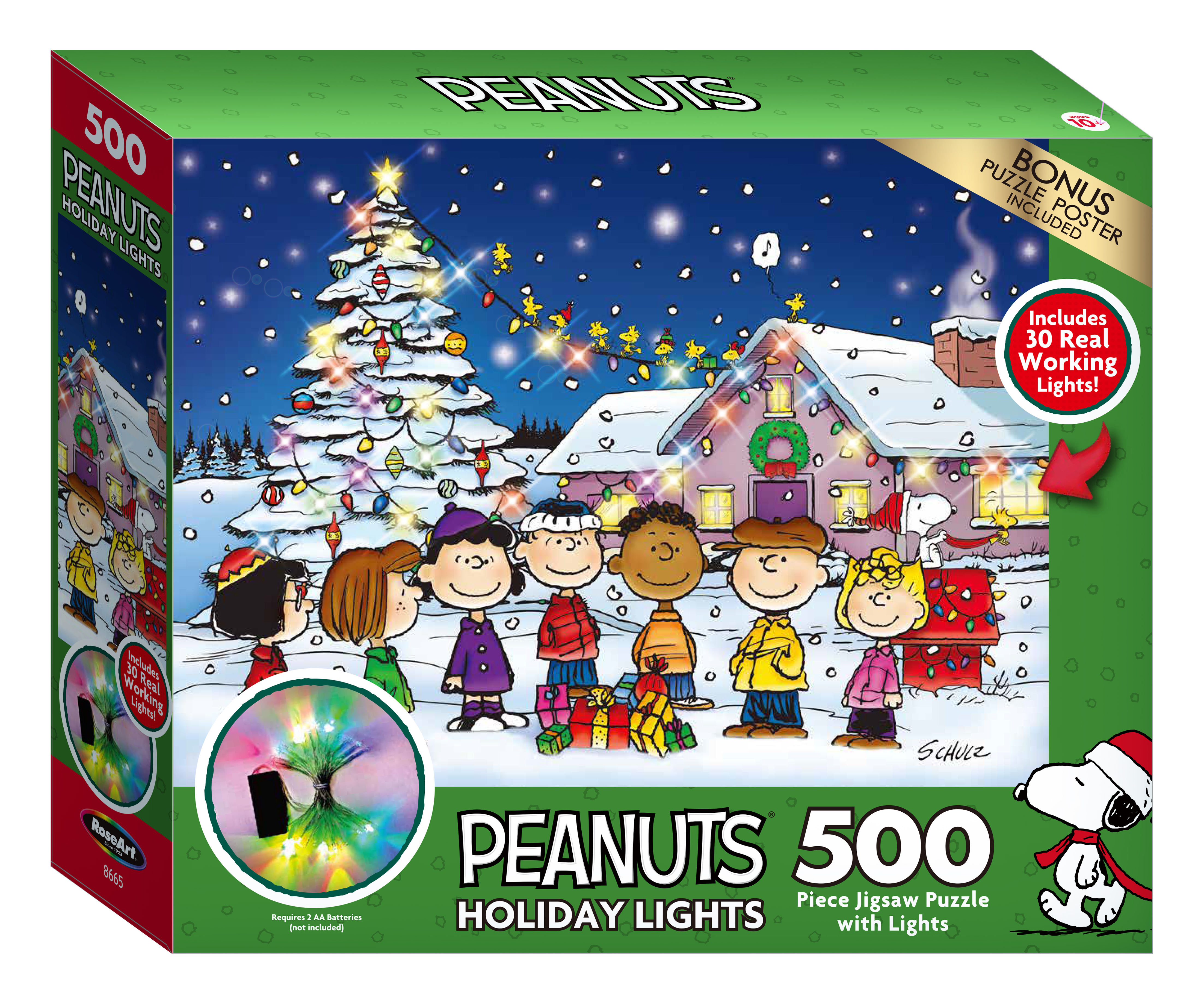 Peanuts Holiday Friends Gathering Light UP 500 Piece Jigsaw Puzzle with LED Lights Peanuts