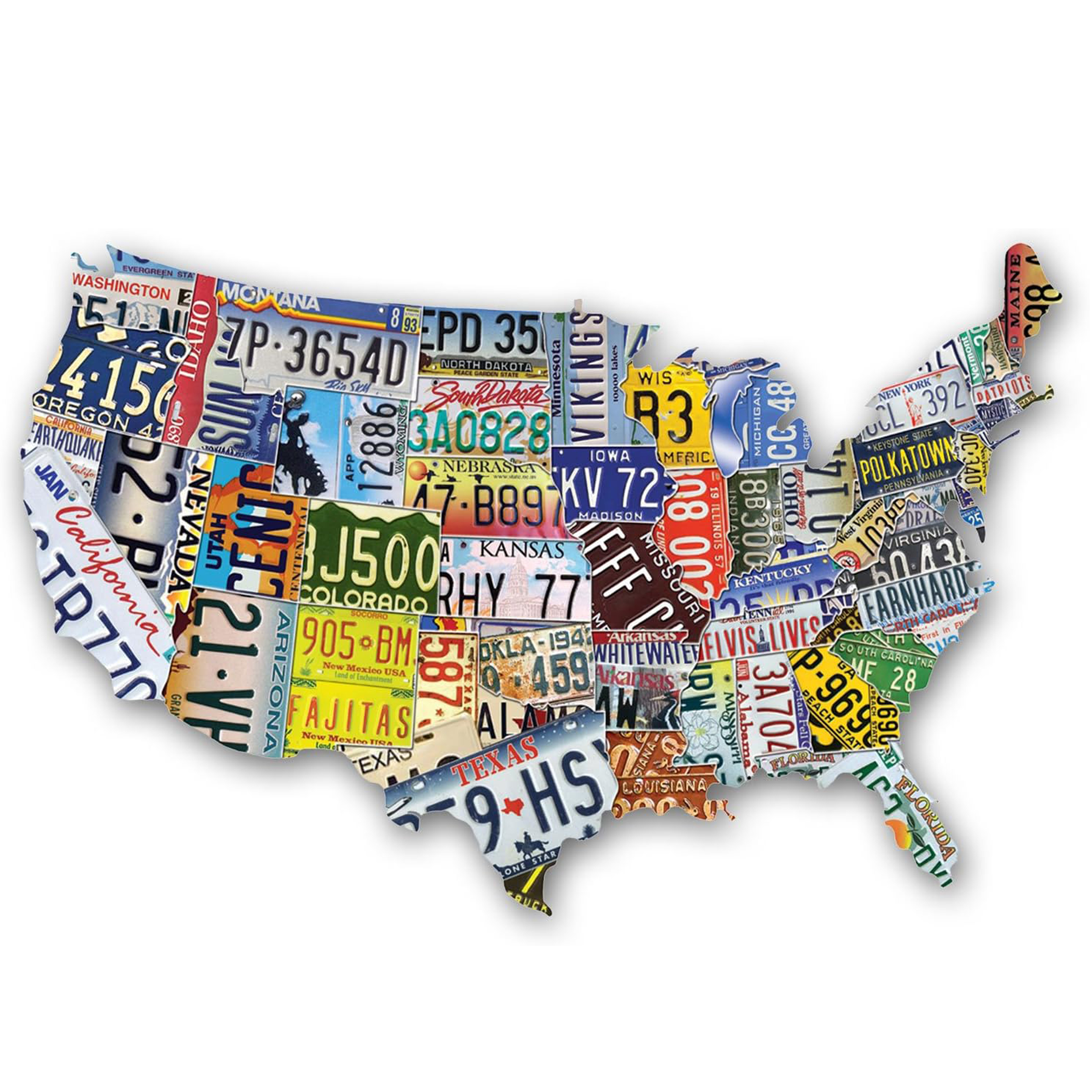 TDC Games 1,000-Piece USA License Plates Jigsaw Puzzle - 31" USA-Shaped Map TDC Games