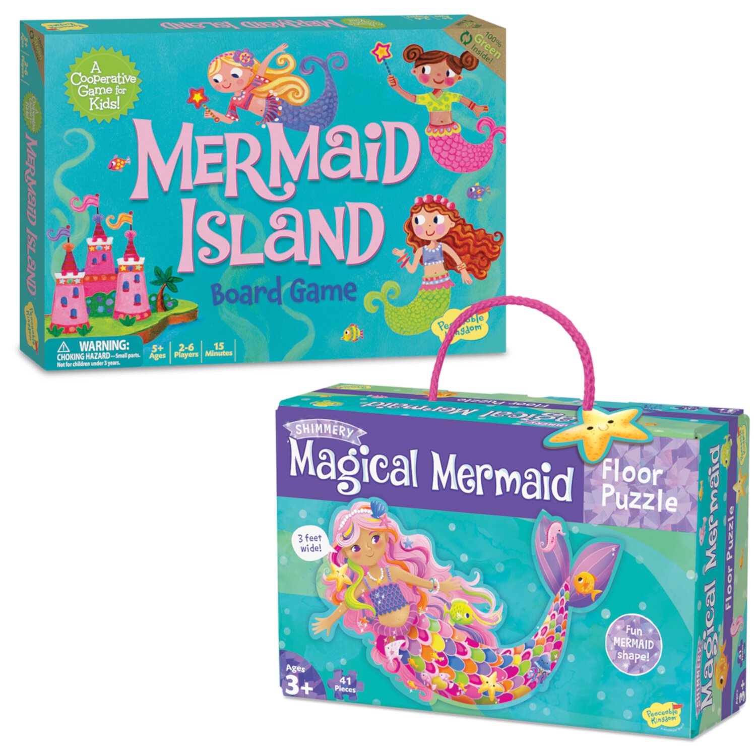 Peaceable Kingdom Shimmery Magical Mermaid Floor Puzzle Peaceable Kingdom