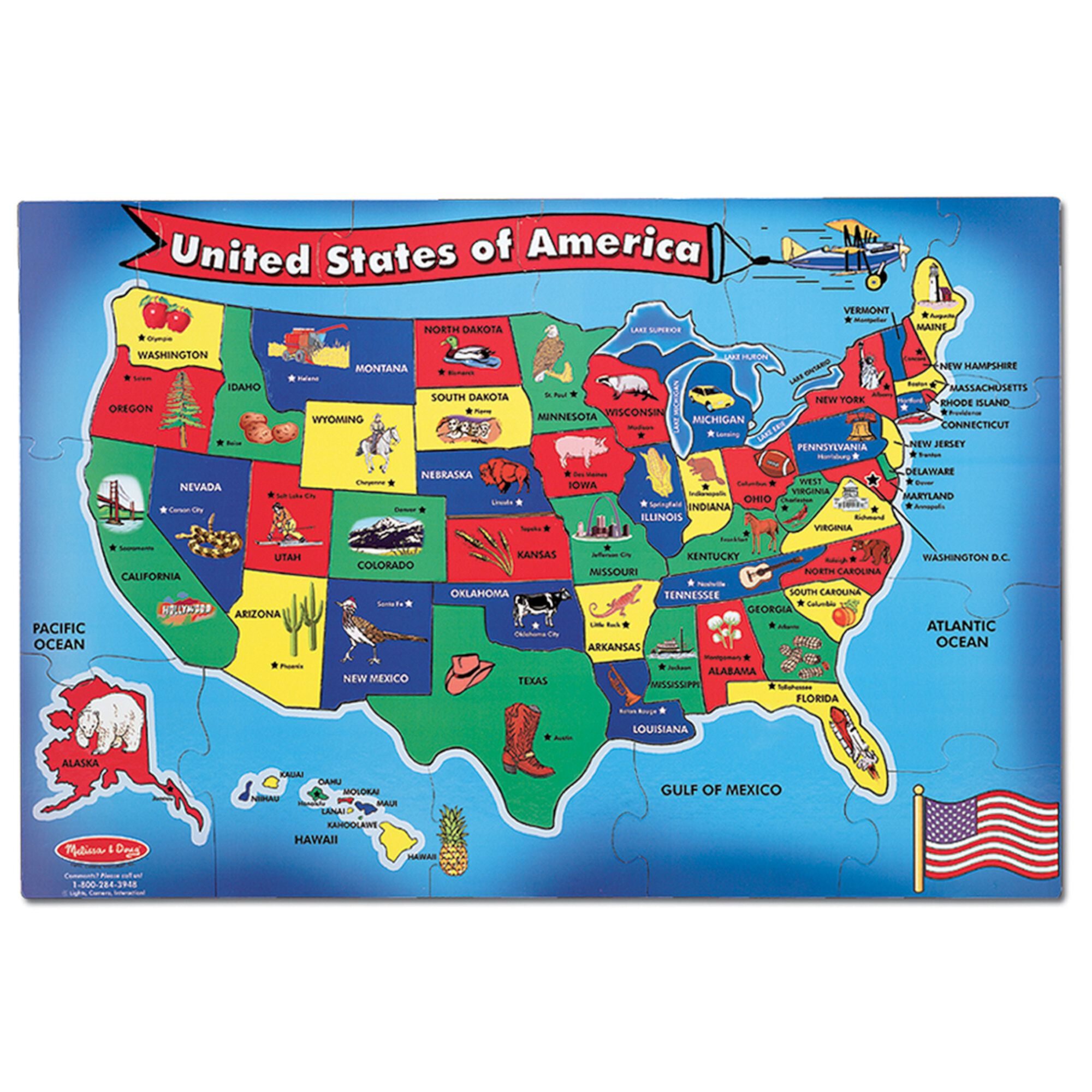 Melissa & Doug USA Map Floor Puzzle - 51 Pieces (2 x 3 feet) - FSC Certified Melissa & Doug