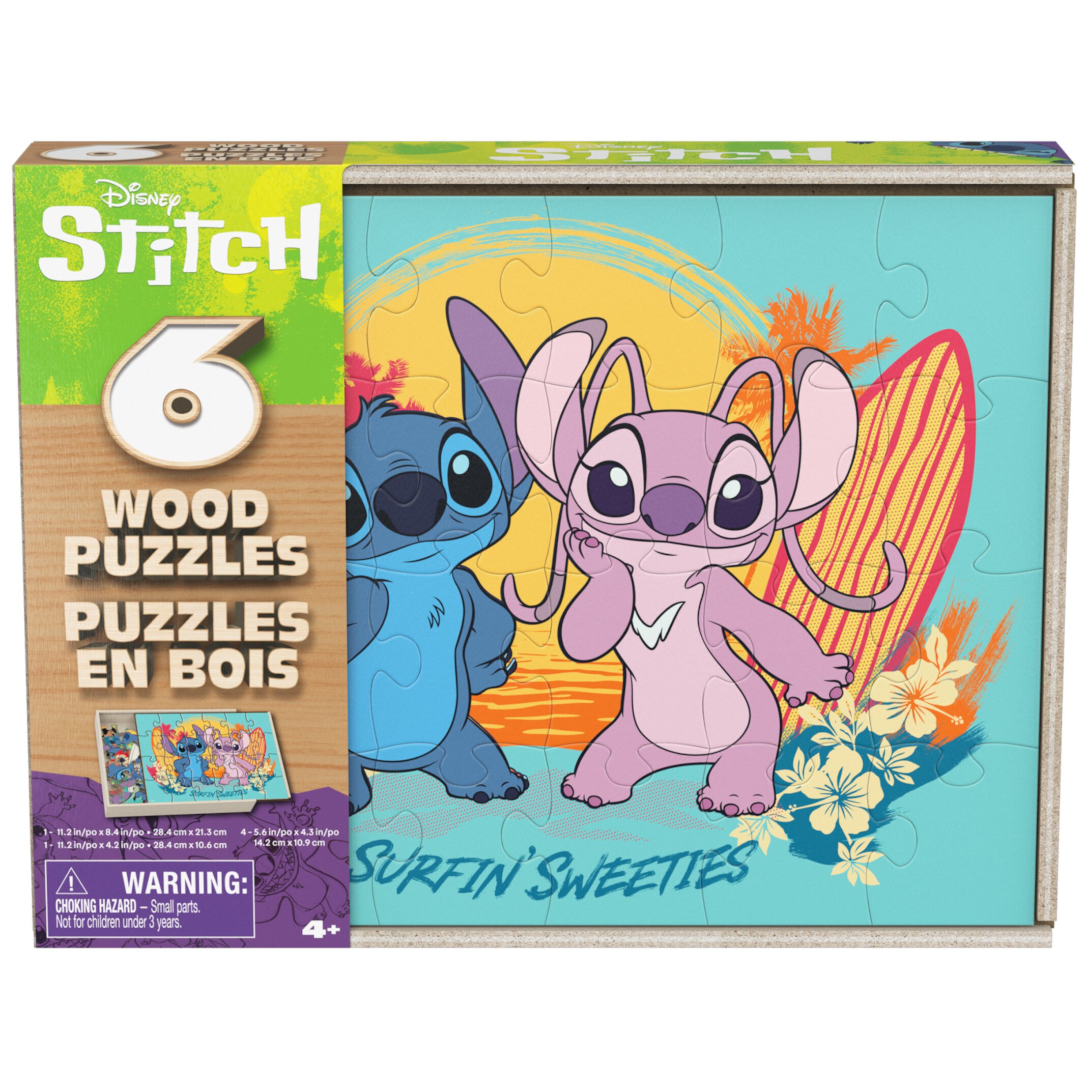 Spin Master Games, 6-Pack of Disney Stitch Wood Jigsaw Puzzles for Kids Ages 3 and up Spin Master Games