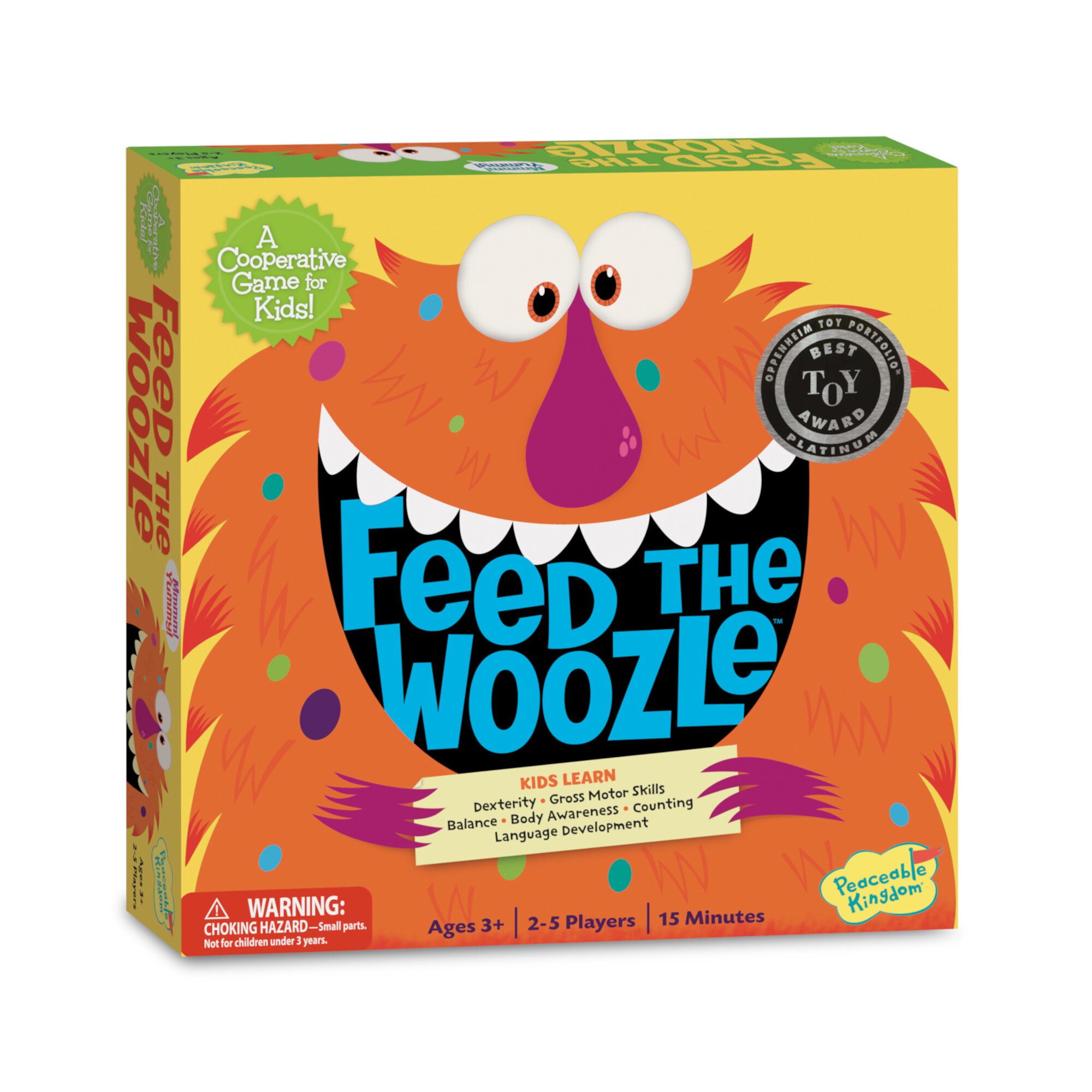 Peaceable Kingdom Feed The Woozle Cooperative Game for 2 to 5 Kids Ages 3 Years and Up, Learn Social Skills While Completing Physical Challenges Peaceable Kingdom