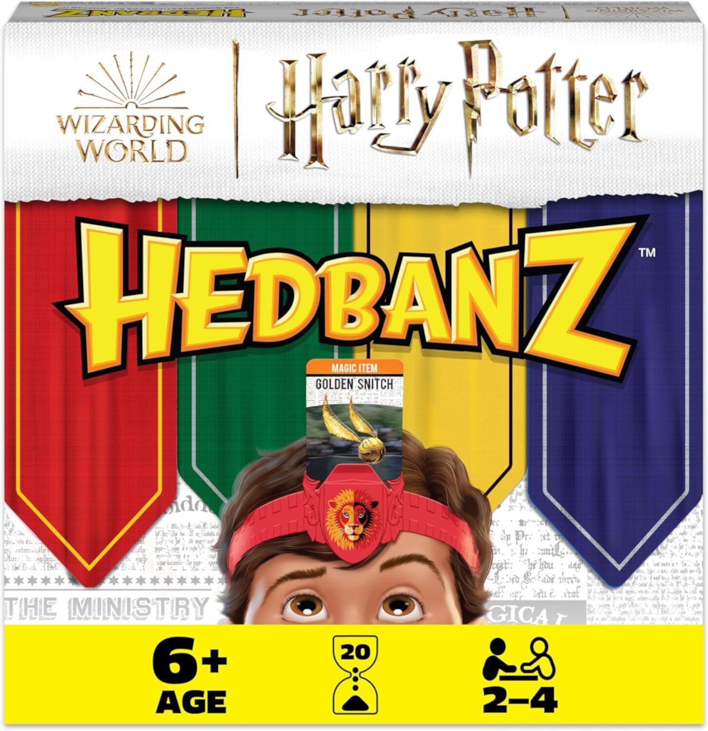 Hedbanz, Harry Potter Wizarding World 2022 Edition with New Cards Family Board Game Gift Toy Merchandise Books Movies Card Game House Headbands, for Adults & Kids Ages 6 and up Spin Master Games