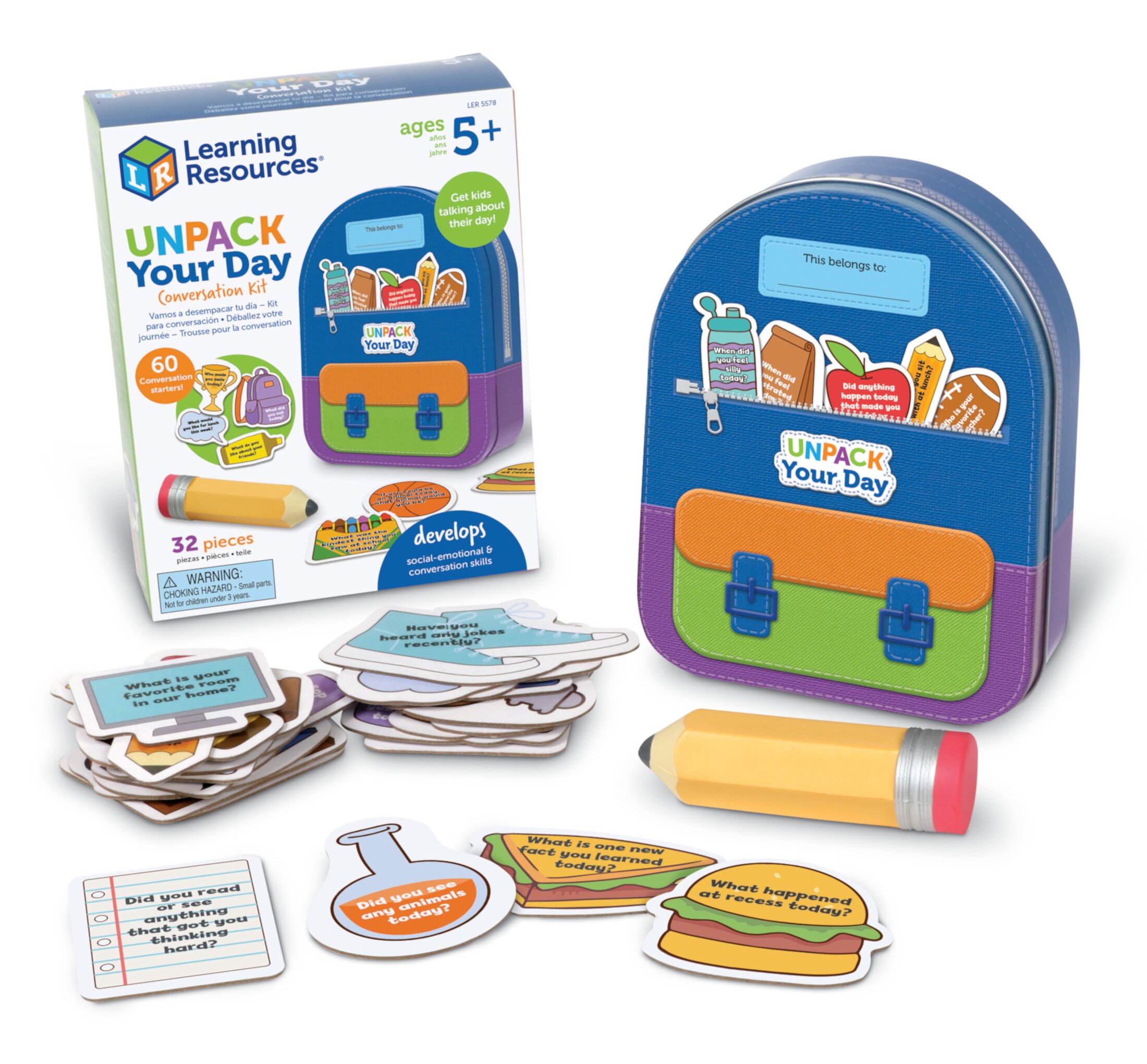 Learning Resources Unpack Your Day Conversation Kit, 32 Pieces, Ages 5+, Social Emotional Learning Toys, Social Emotional Learning Games Learning Resources