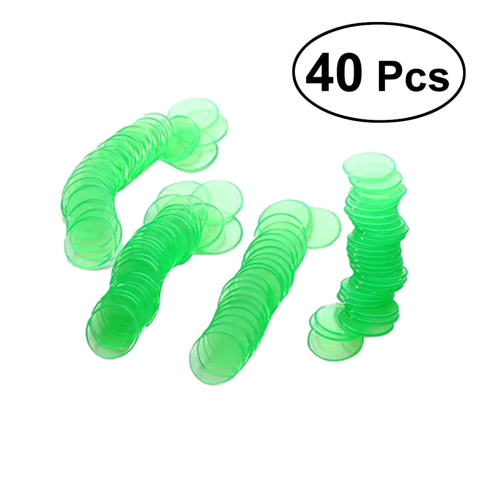 Chidian 40pcs Transparent Counters Counting Bingo Chips Plastic Markers Bingo Supplies (Green) Chidian