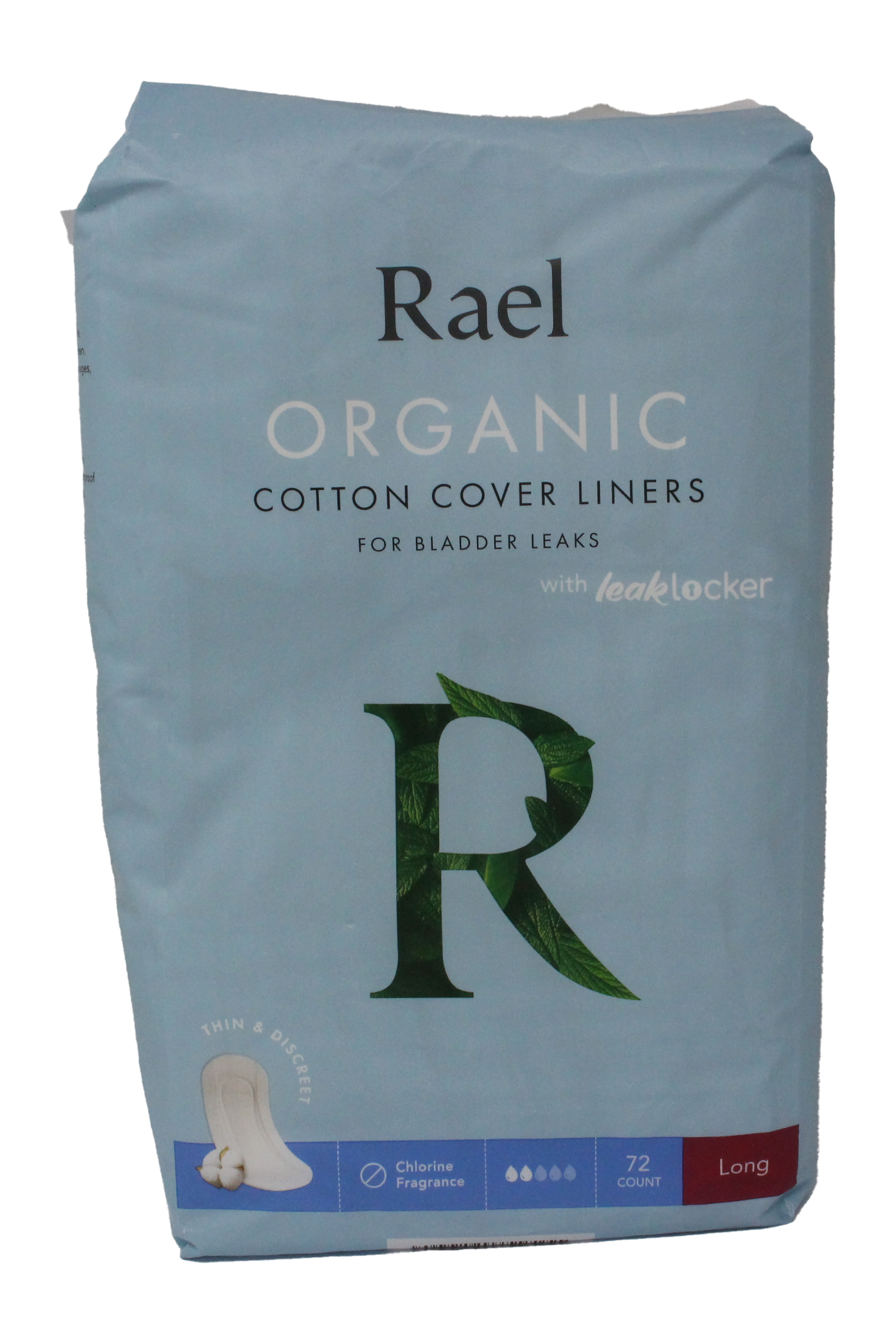 Rael Organic Cotton Incontinence Liners for Women, Regular Absorbency, 72 Count Rael