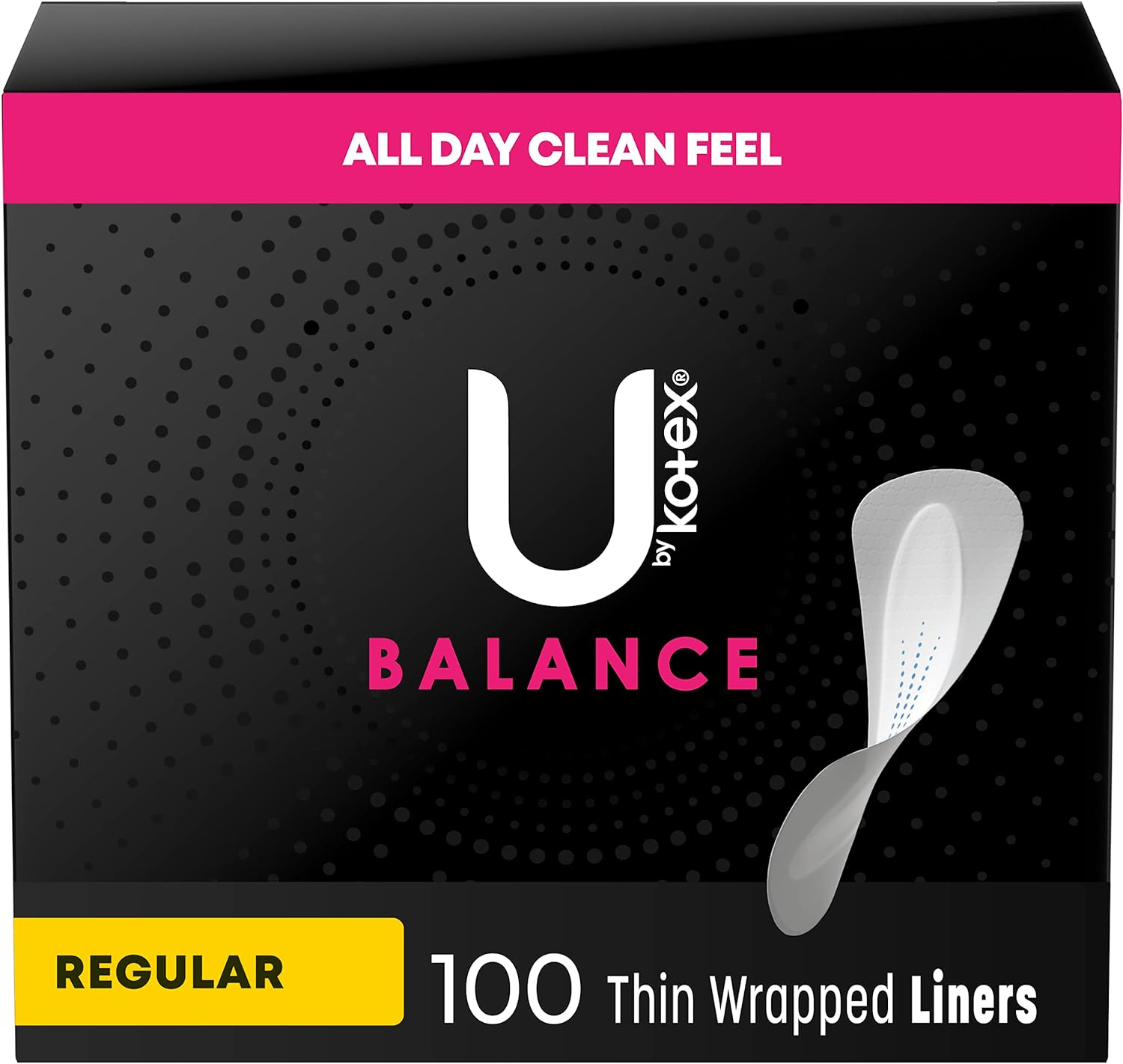 U by Kotex Balance Daily Wrapped Panty Liners, Light Absorbency, Regular Length, 100 Count (Packaging May Vary) Kotex