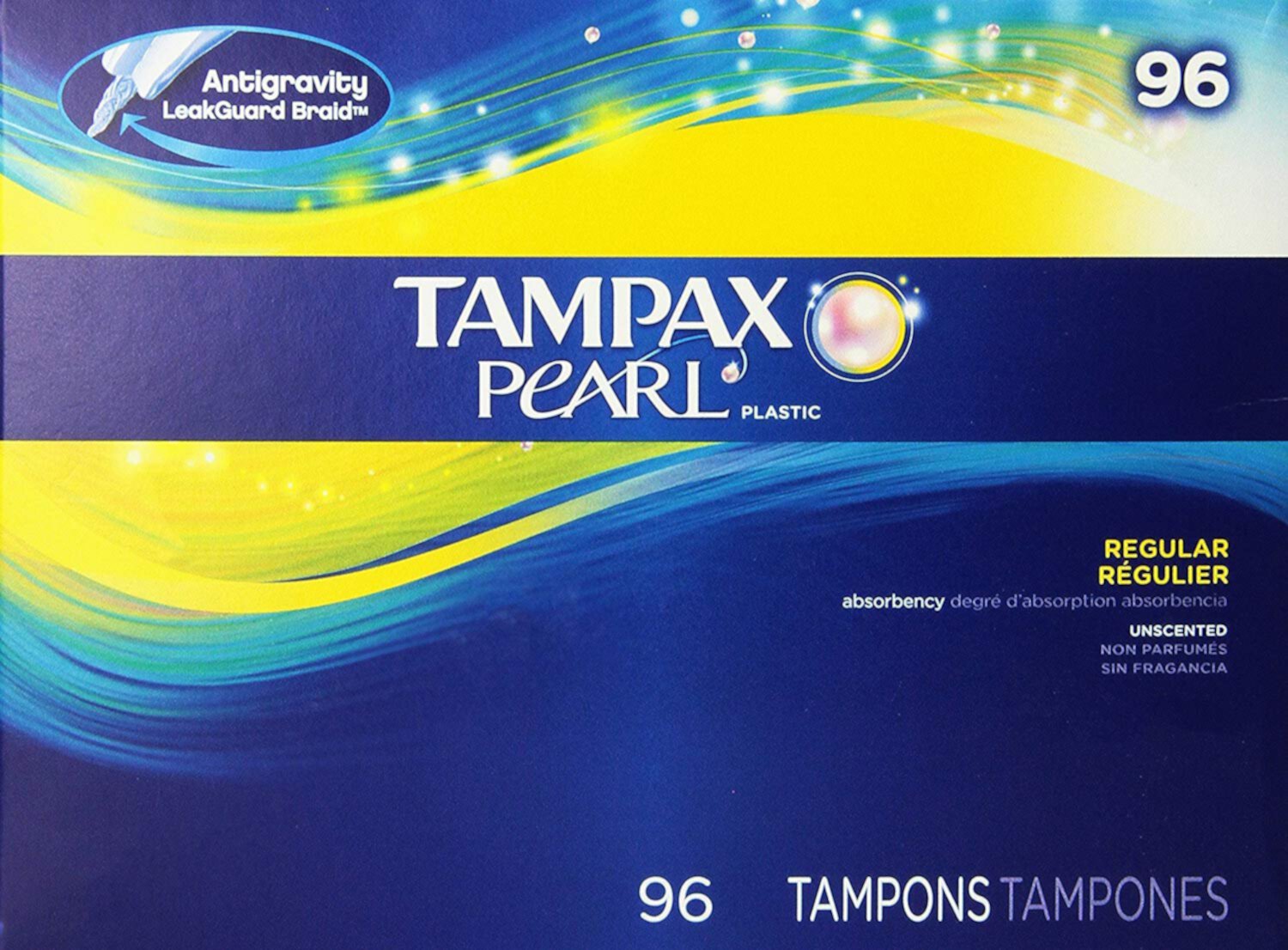 Tampax Pearl Regular Absorbency Unscented Tampons, 96 Count Tampax