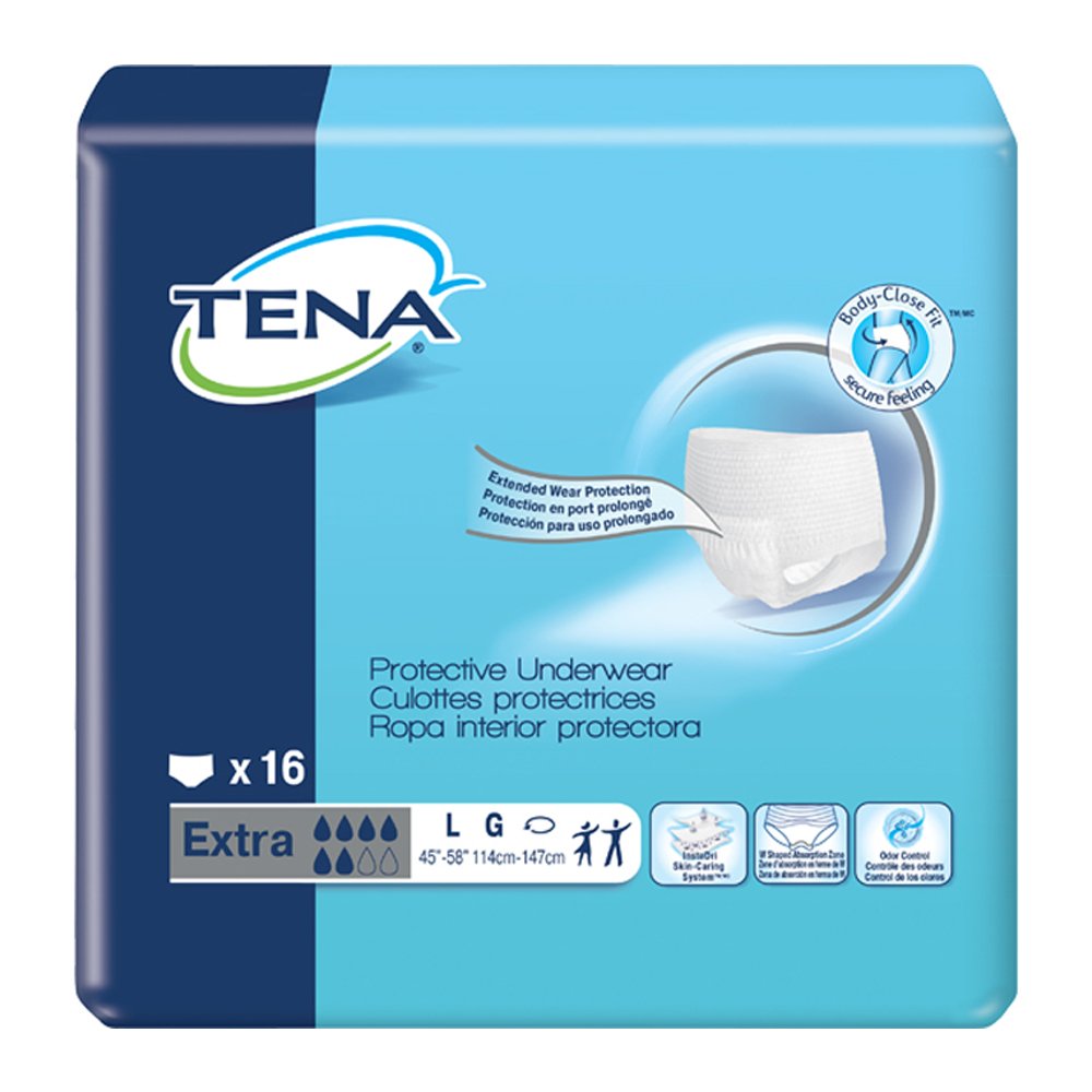 TENA Adult Absorbent Underwear 72332 Large Case of 64, White Tena