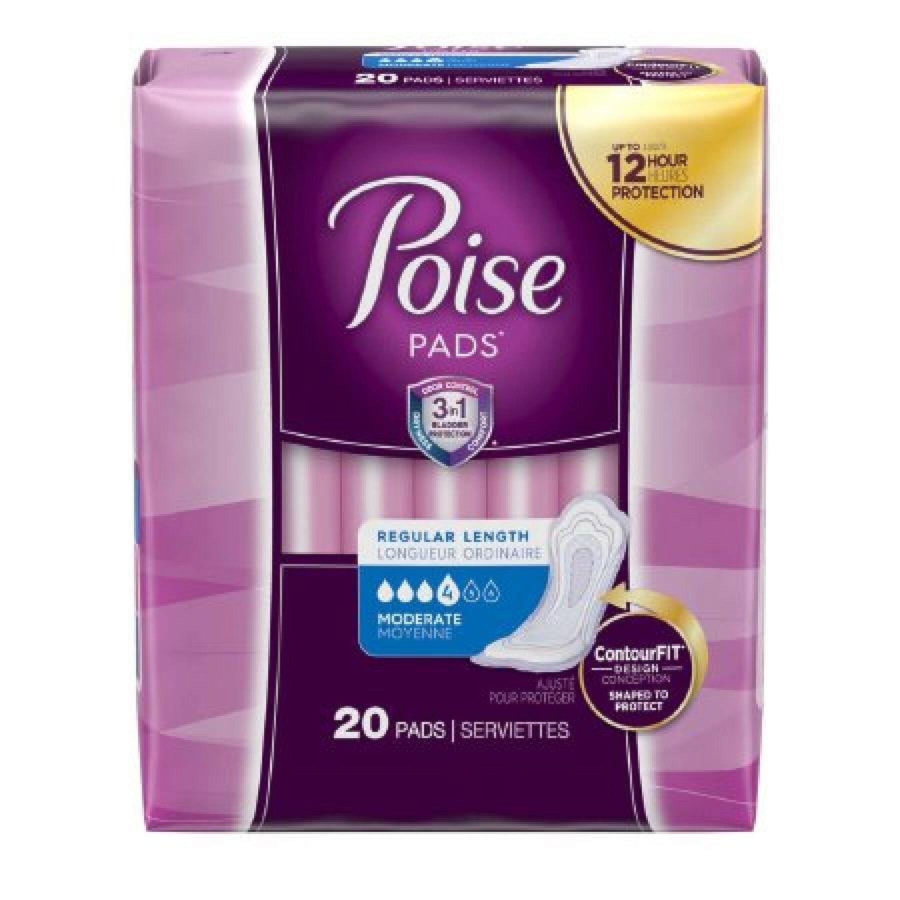 Poise Pads, Moderate Absorbency, Regular Length (10.47 Inches), 120 Count Visit the Poise Store