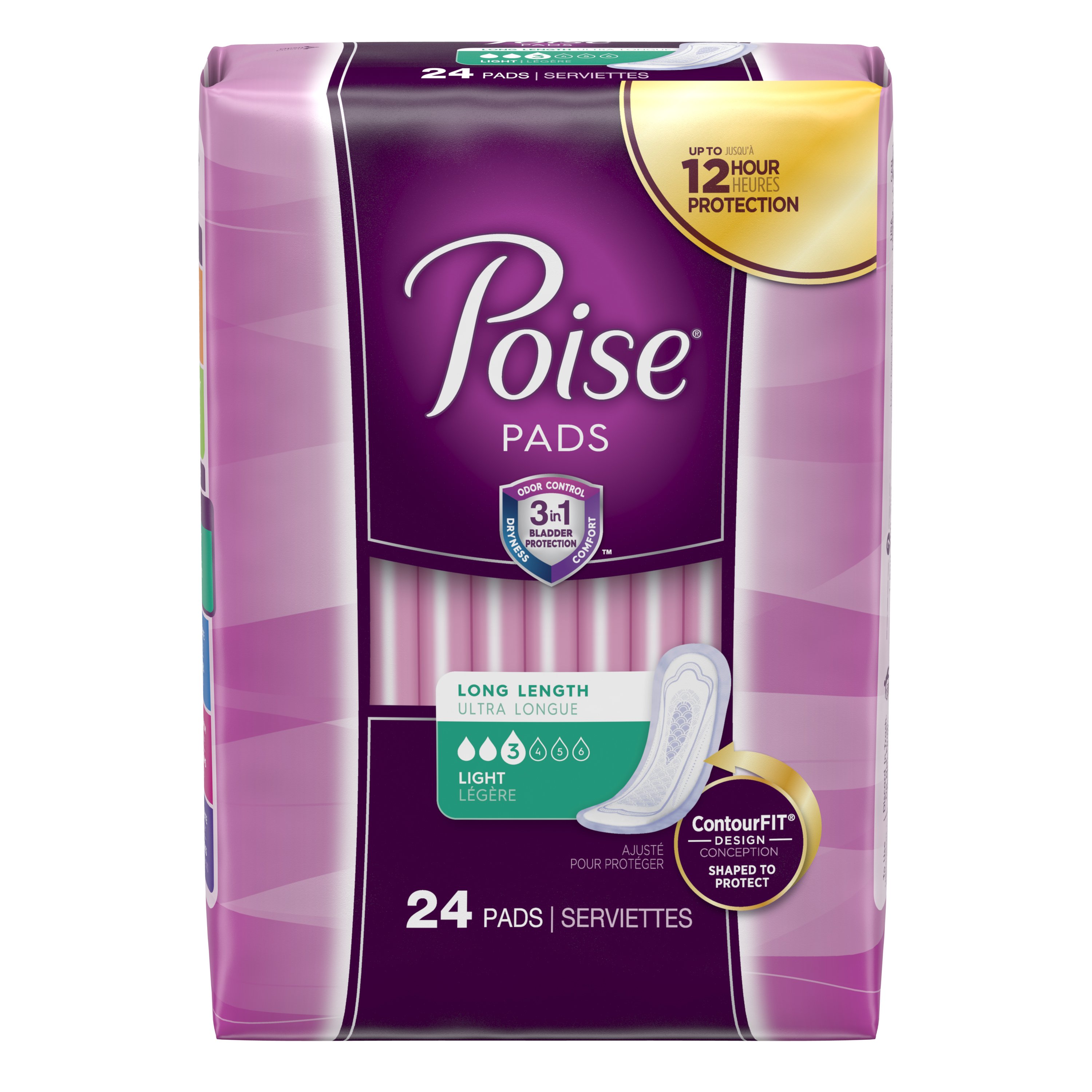 Poise Pads Incontinence Pads, Light Absorbency, Pads, Long Length, 24 count Visit the Poise Store