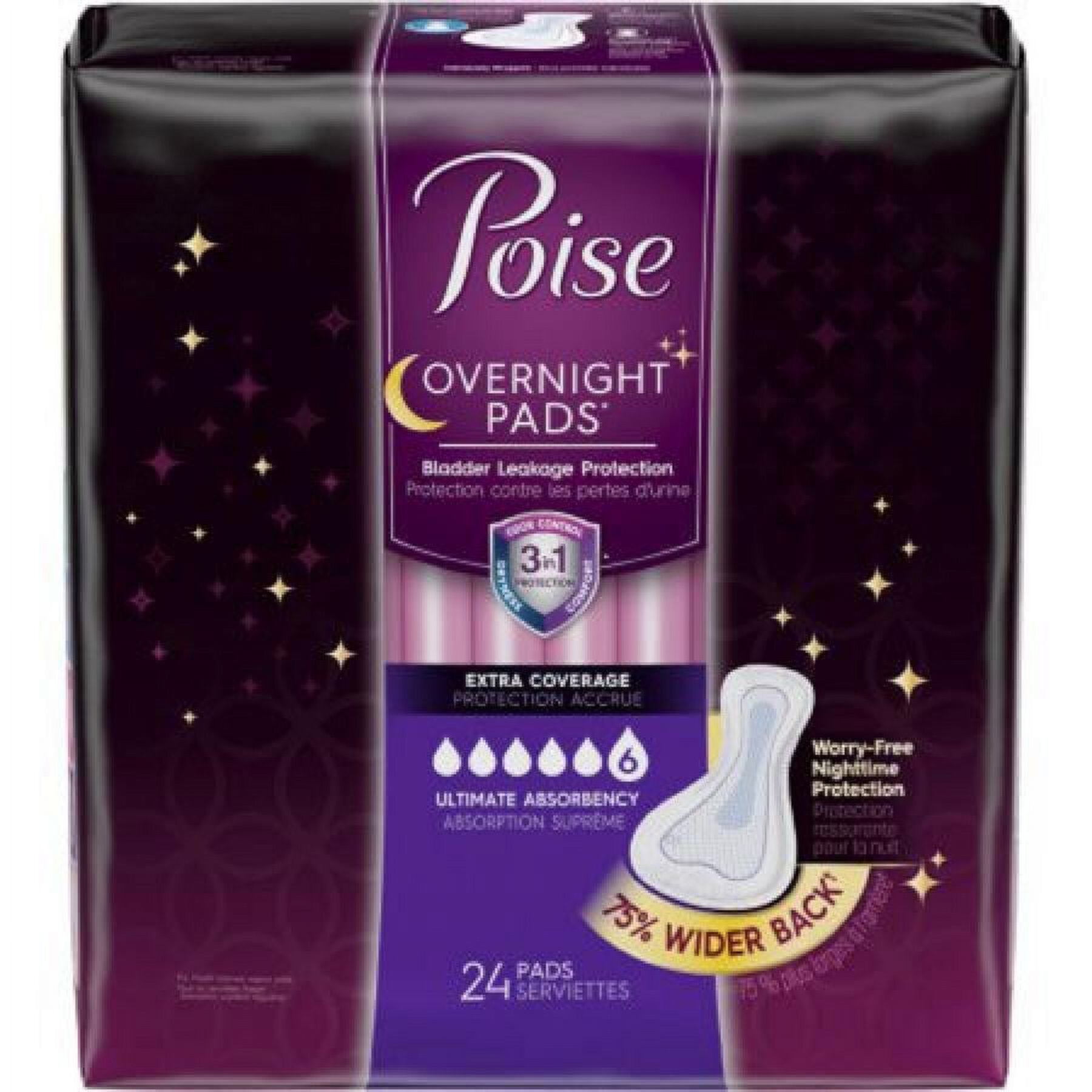 Poise Overnight Pads, Heavy Absorbency, One Size Fits Most (15.9 Inch Length), 24 Count Visit the Poise Store