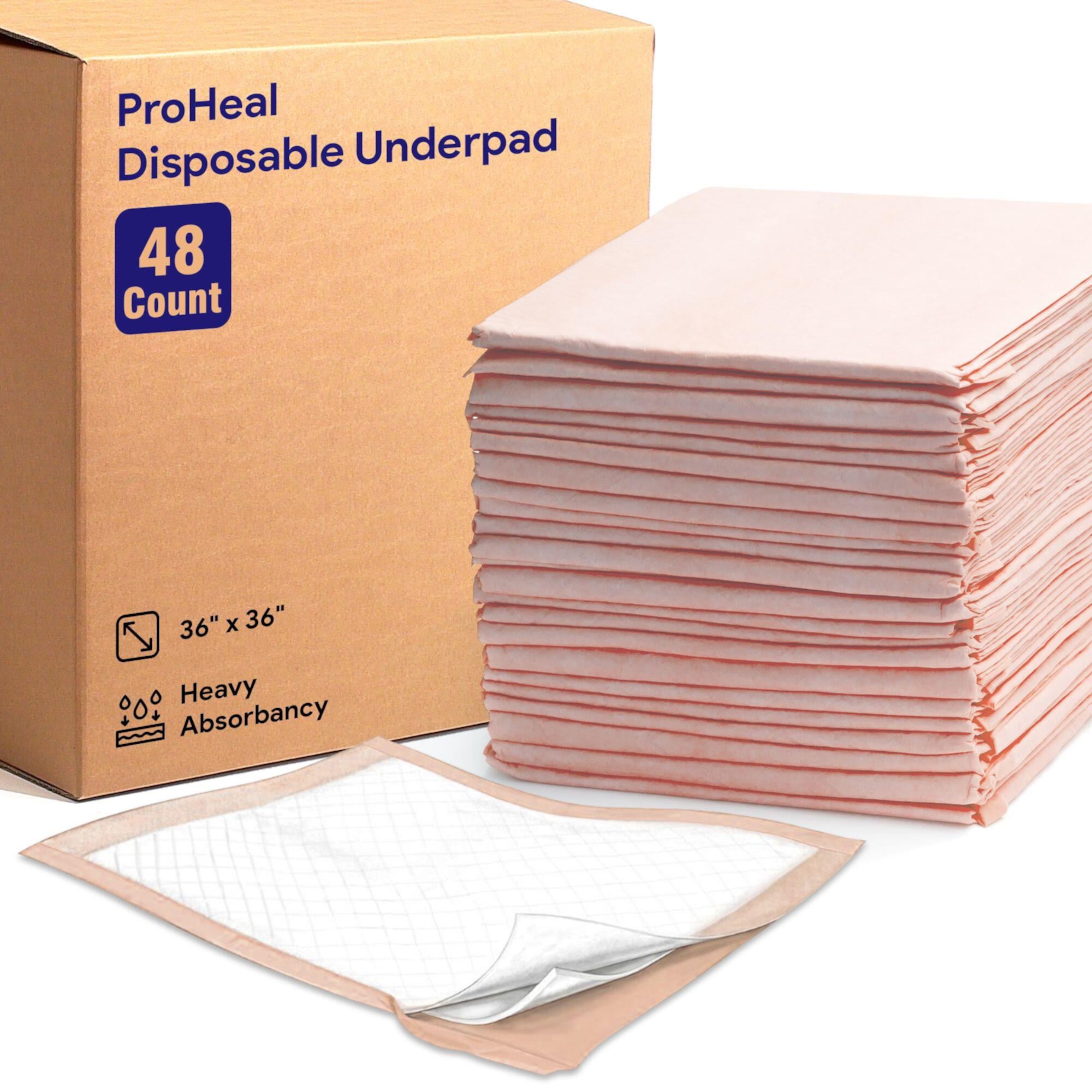 Proheal Disposable Underpads (48 Pack) Heavy Absorbency 36" x 36" - Incontinence Chux Bed Pads ProHeal