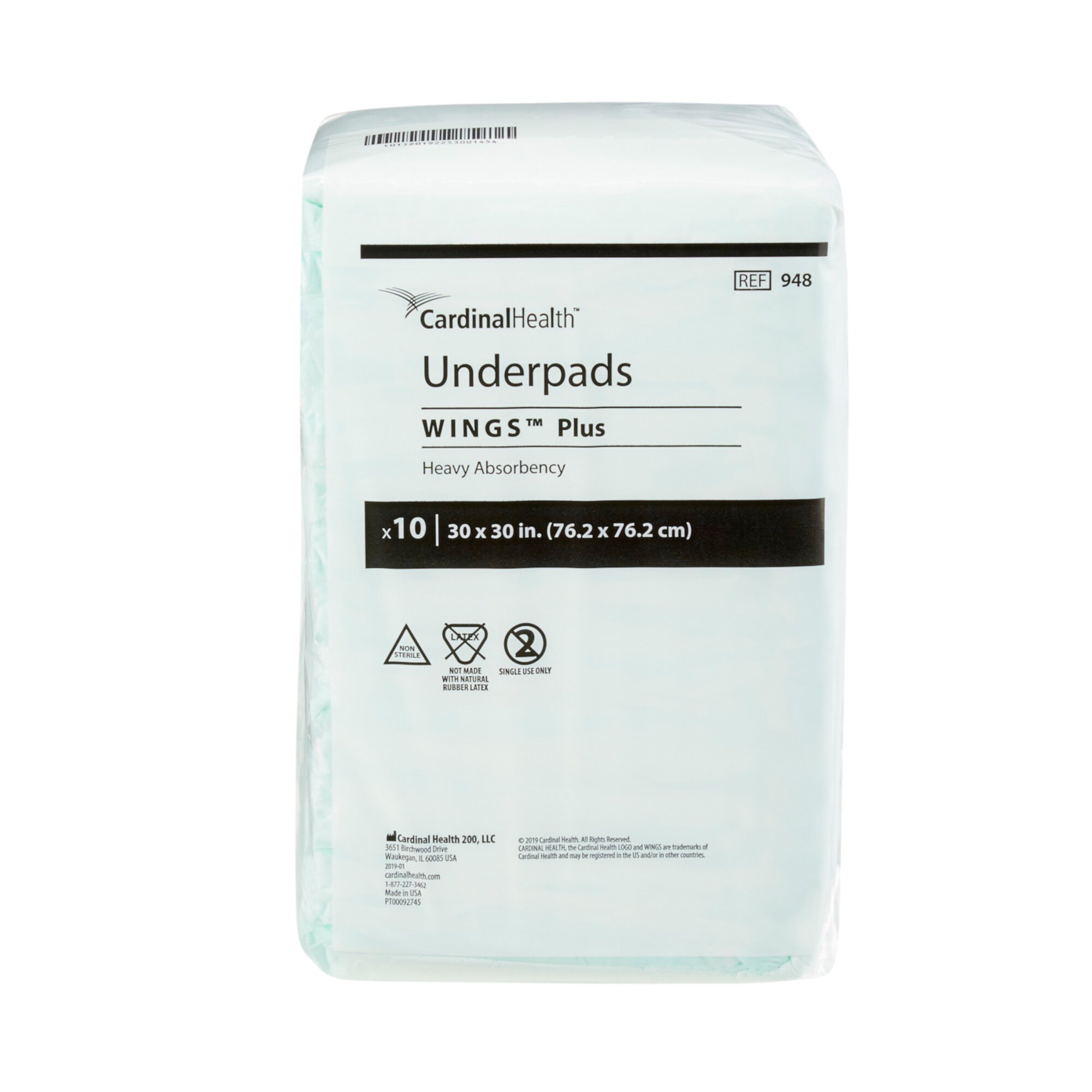 Wings Plus Underpads, Disposable, Heavy Absorbency, Beige, 30 X 30 Inch COVIDIEN