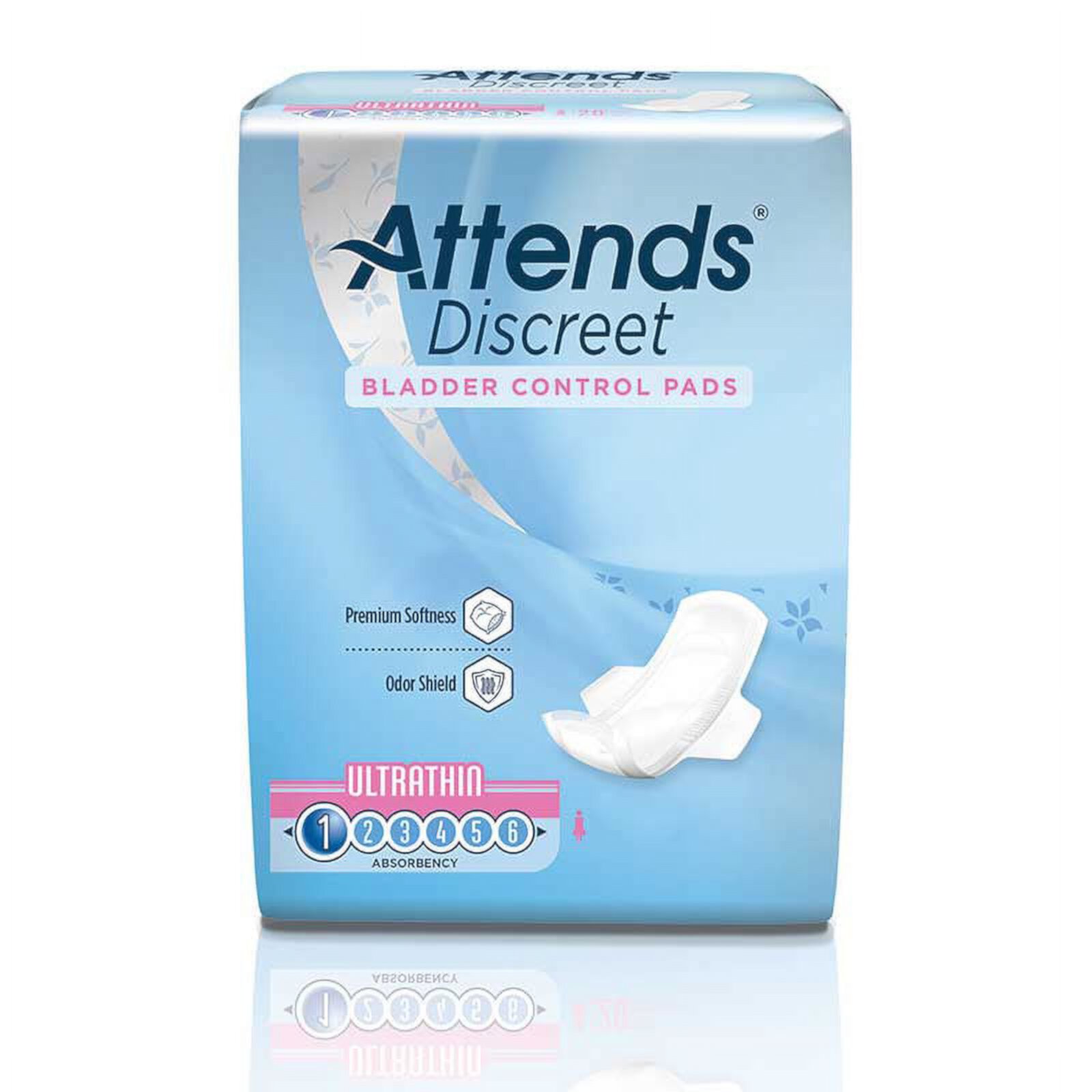 Attends Discreet Ultrathin Pads 9" Long Part No. Adpthin (480/case) Attends