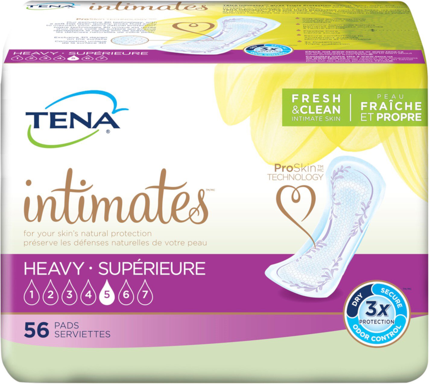 Tena Intimates Heavy Regular Incontinence Pad for Women, 56 Count (Pack of 3) Tena