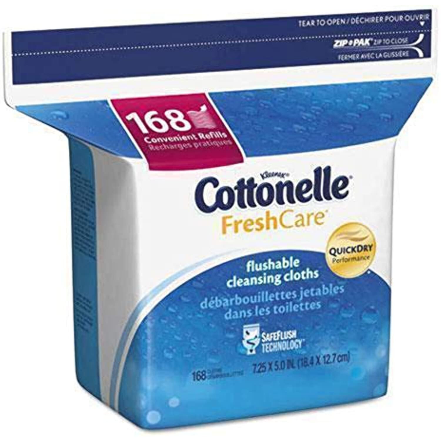 Мягкие и безопасные салфетки для ухода за собой, смываемые, 168 шт. Cottonelle