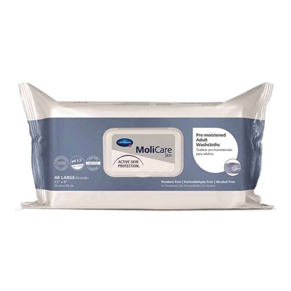 Molicare skin pre-moistened adult washcloth 9" x 13" part no. 225600 (576/case) Hartmann