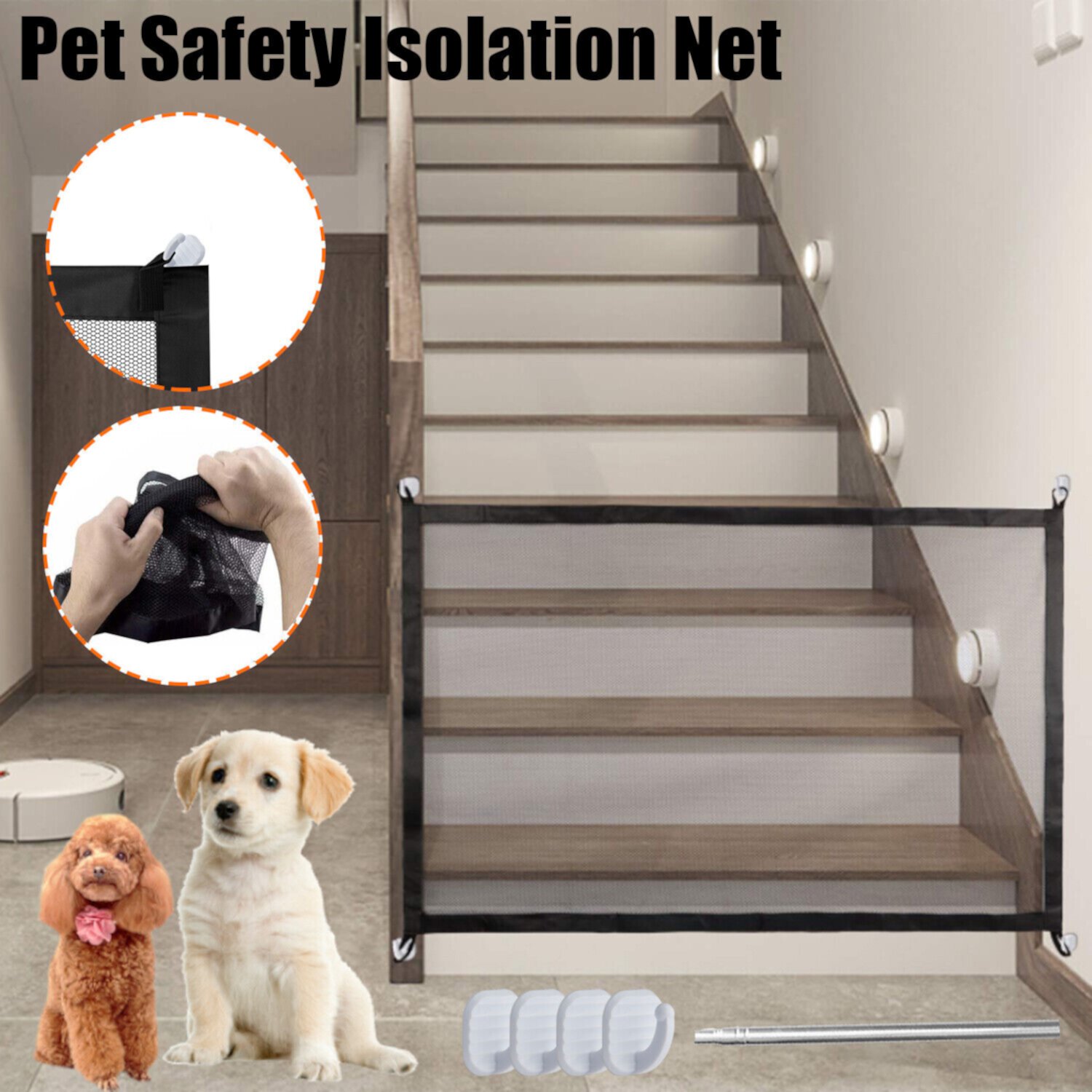 Large Pet Dog Baby Safety Gate Mesh Fence Portable Guard Indoor Home Kitchen Net Unbrand