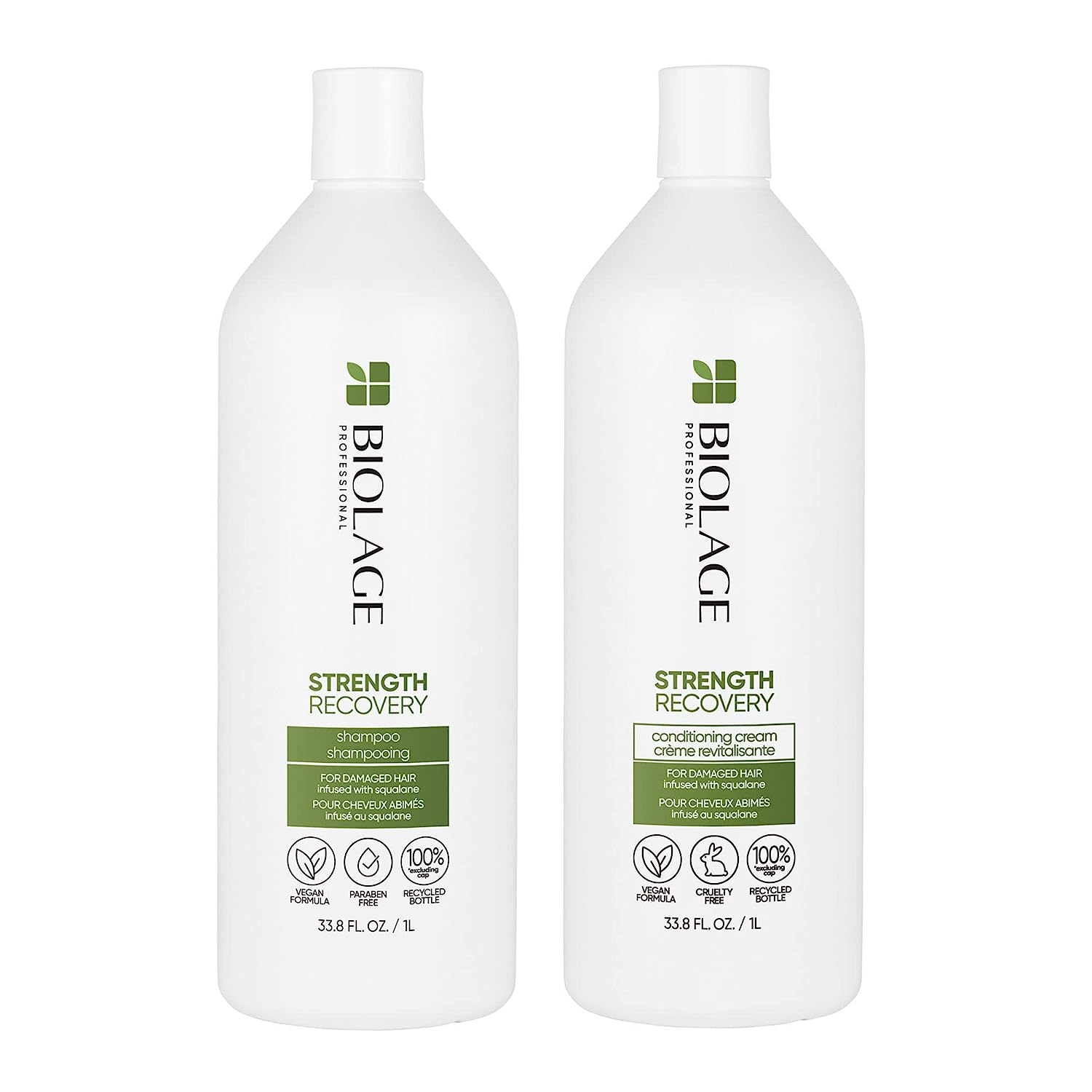 Biolage Strength Recovery Shampoo & Conditioner Set | Gently Cleanses & Reduces Breakage | For All Damaged & Sensitized Hair Types | Vegan | Cruelty-Free BIOLAGE