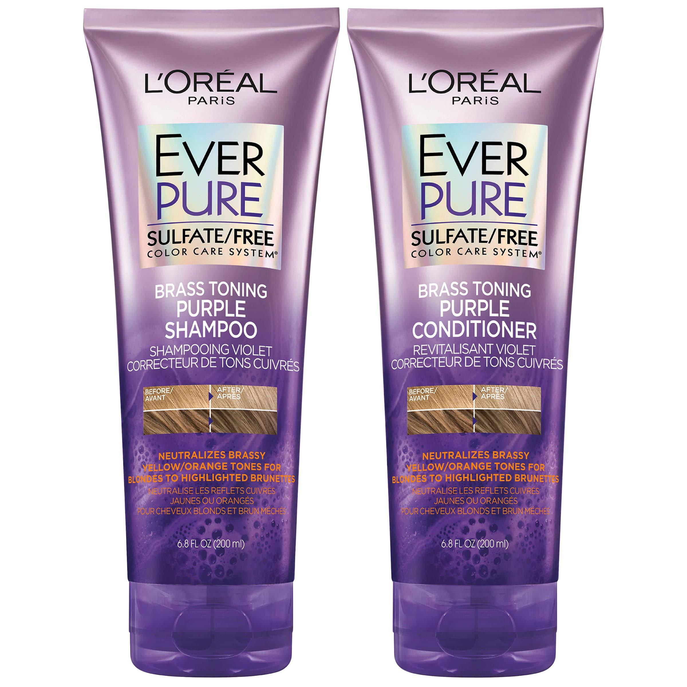 L'Oreal Paris EverPure Color Protection Purple Shampoo & Conditioner Full Size Set with Hibiscus - 2 Piece L'Oréal Paris