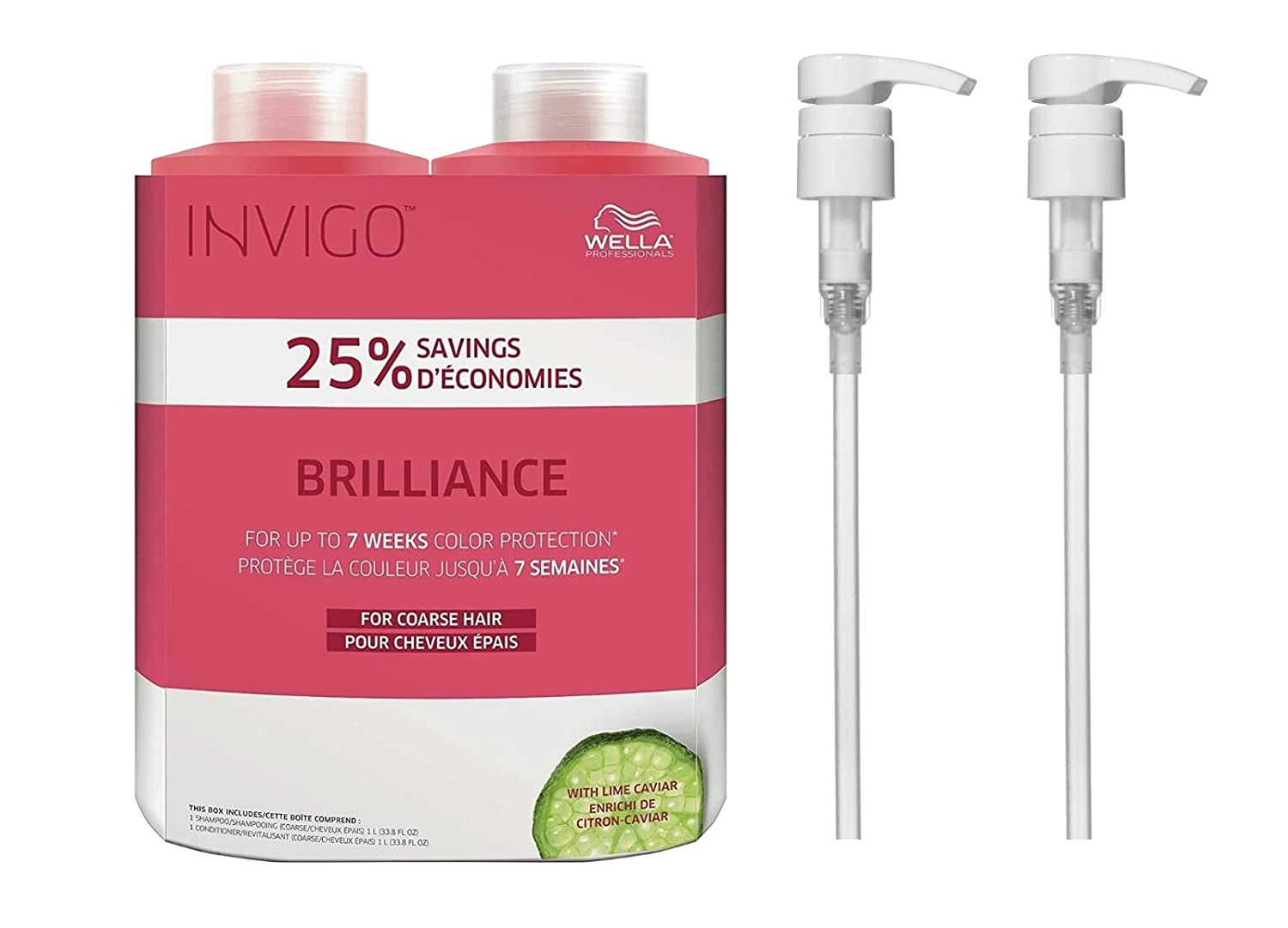 Wella Invigo Brilliance Shampoo & Conditioner for Coarse Colored Hair 33.8 oz Pumps Wella