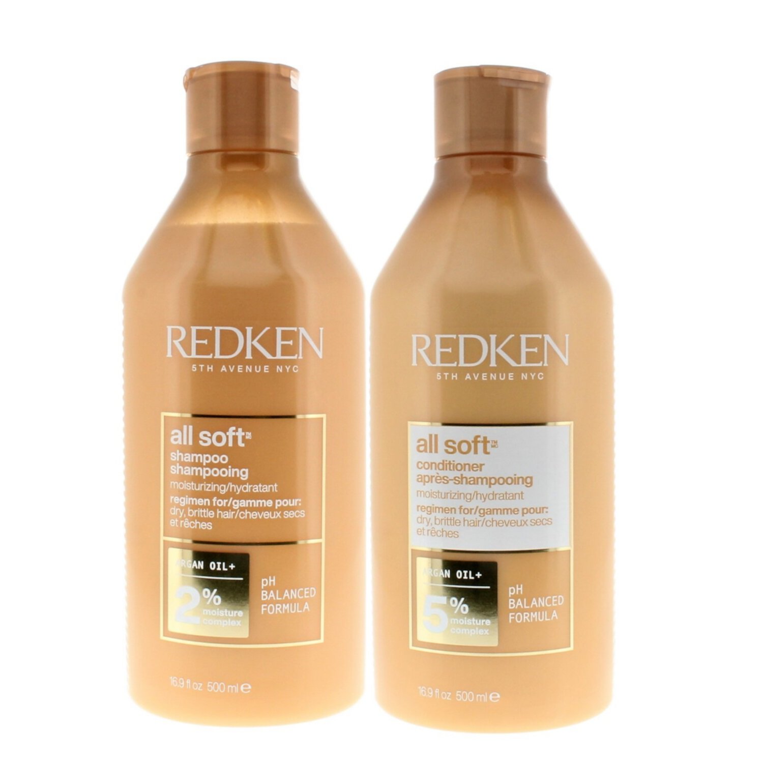 Redken All Soft Shampoo 2% and Conditioner 5% Moisture Complex 500ml/16.9oz Combo Redken