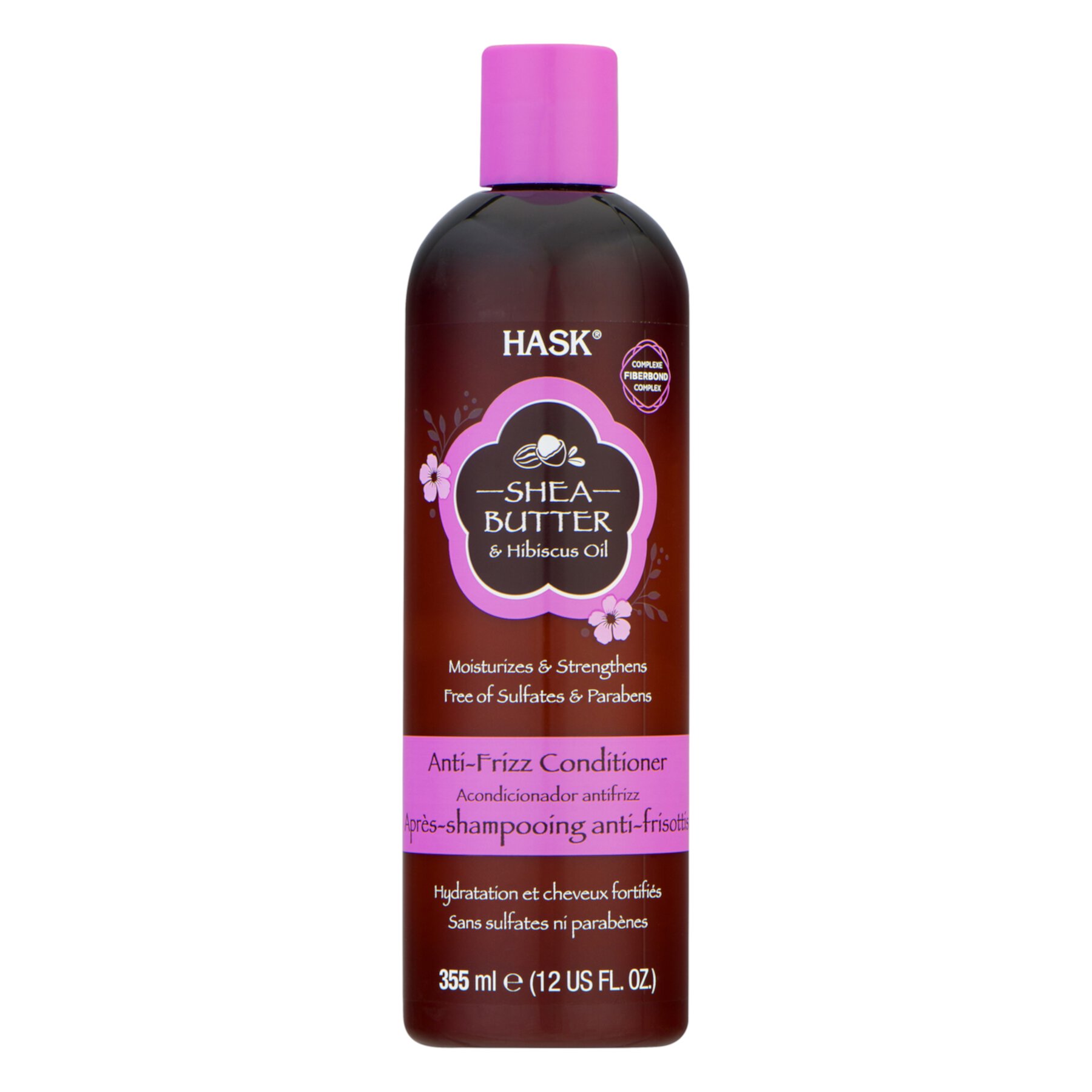 HASK Anti-Frizz Conditioner Sulfate Free Shea Butter and Hibiscus Oil, 12 fl oz HASK