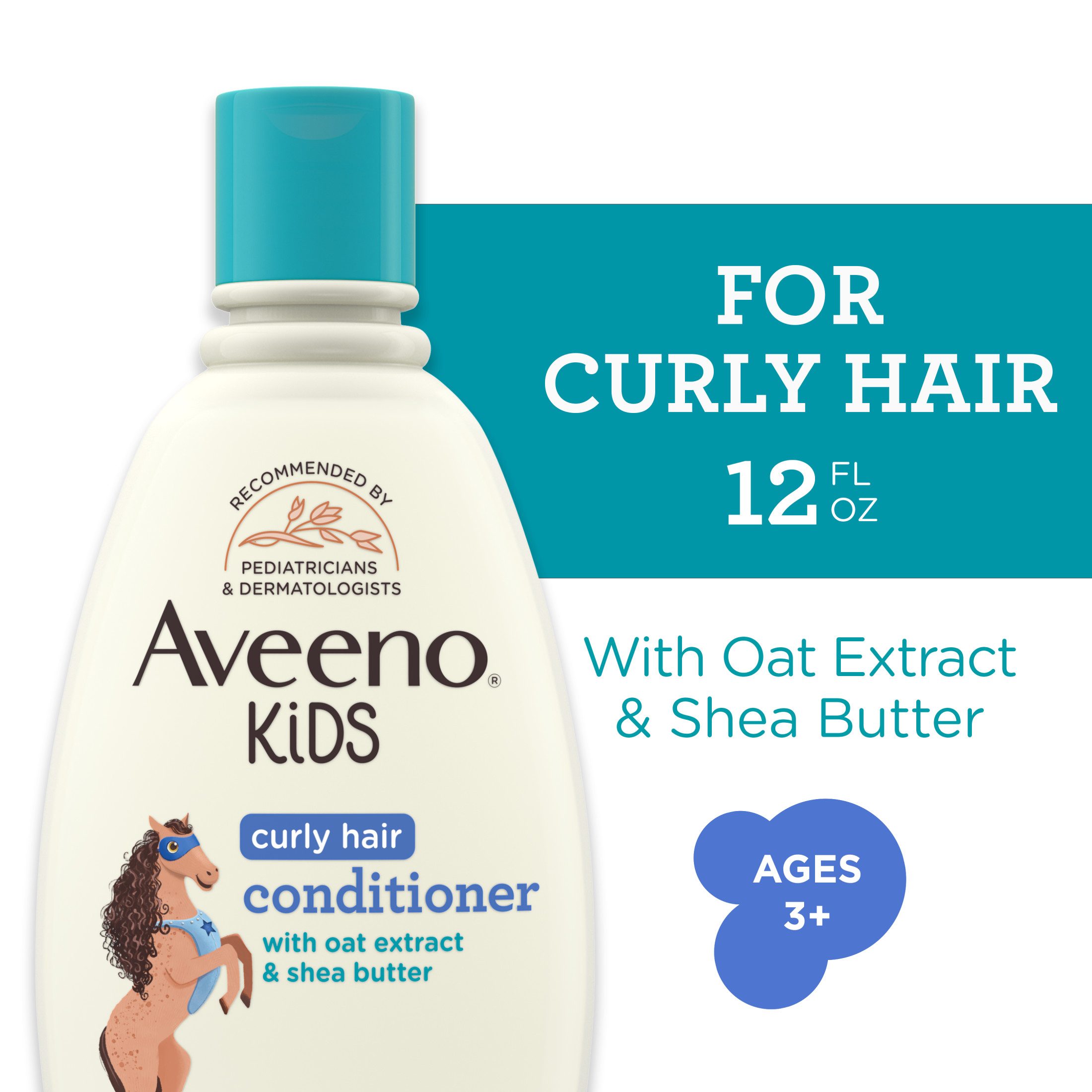 Aveeno Kids Curly Hair Conditioner, Tear Free Curl Hair Products, 12 fl oz Aveeno