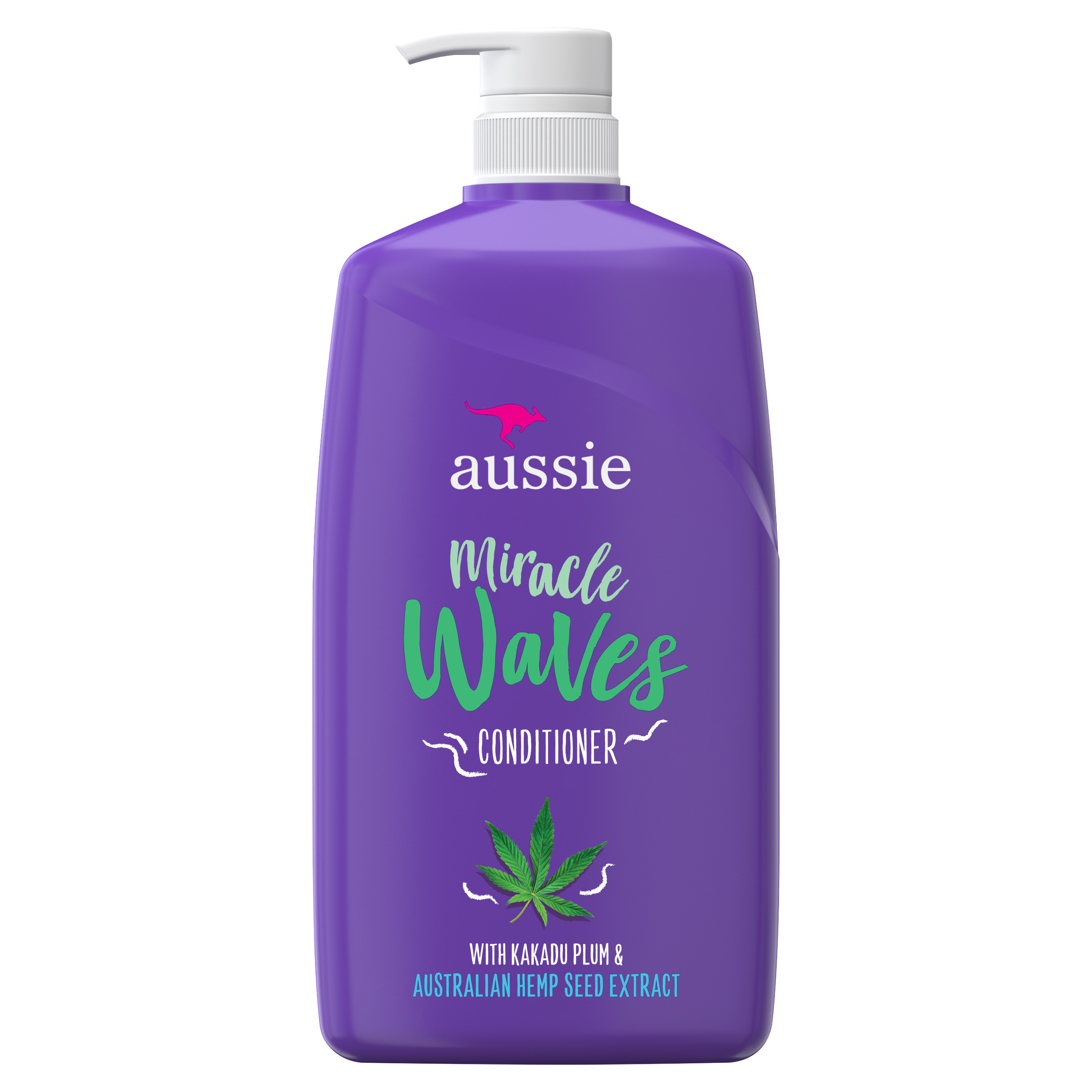 Aussie Miracle Waves Anti-Frizz Hemp Paraben-Free Conditioner, 26.2 fl oz. for All Hair Types Aussie