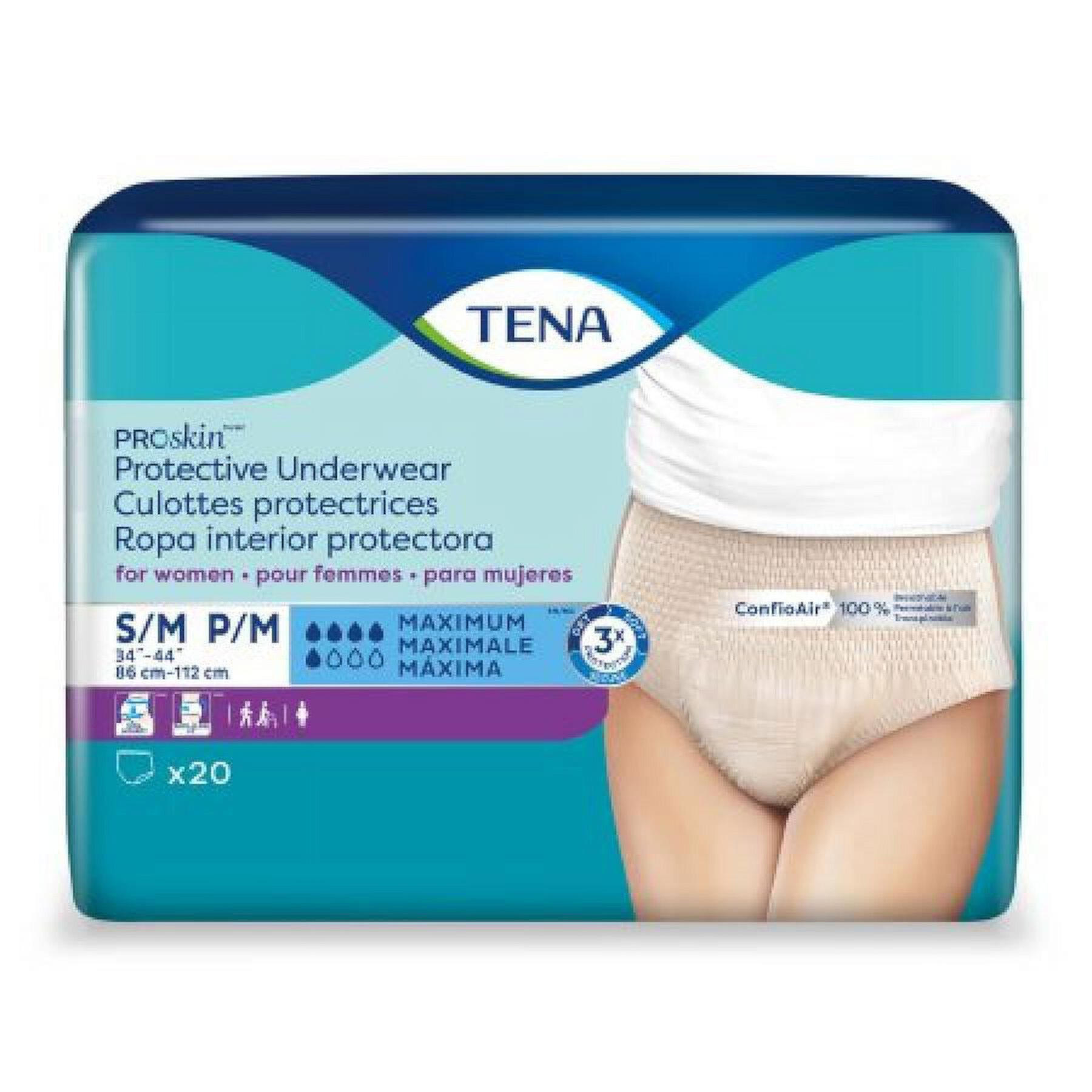 TENA ProSkin Protective Underwear, Moderate Absorbency, Small/Medium, 80 Count Tena