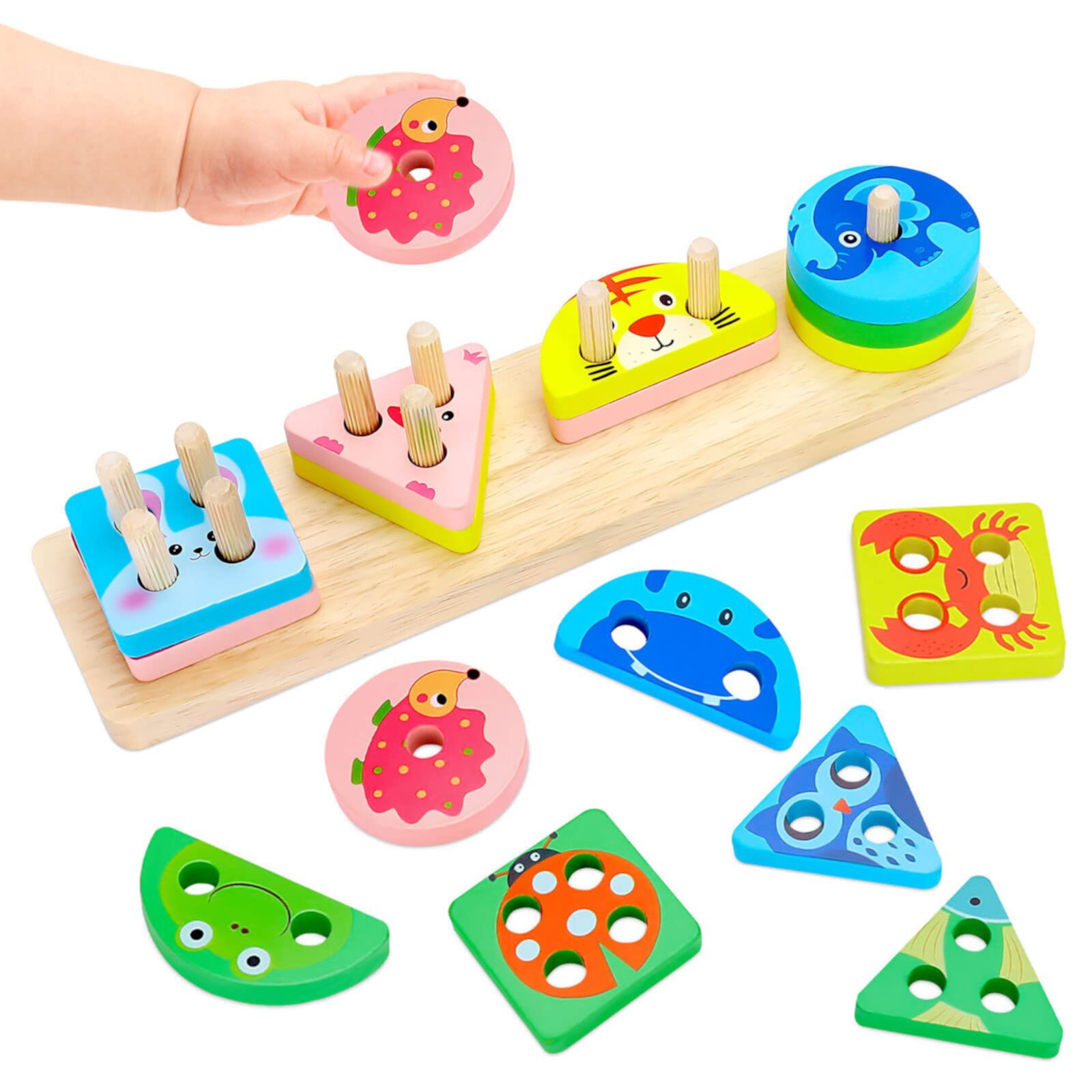 Wooden Toys for 1 2 3 Year Olds Baby Toys 12 18 24 Months Girl Boy Montessori Sensory Toys for 1-3 Boys Girls Toddler Educational Stacking Blocks Toys Age 1 2 3 Kids Birthday Gift Babies Shape Sorter Dream Fun