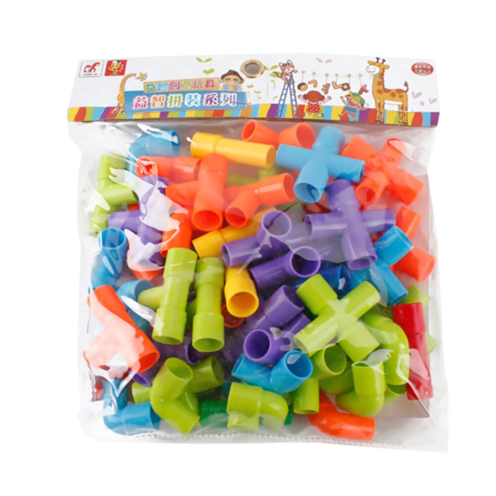 1 Set of Plastic Water Pipe Building Blocks Kids Educational Toy Piece and Insert Blocks Assorted Color Homemaxs