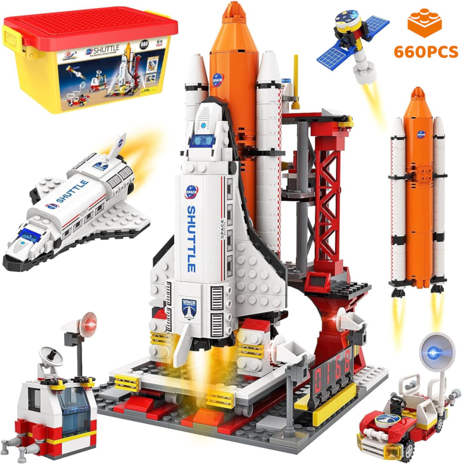 City Space Exploration Shuttle Toy - Building Blocks Sets , with Mars Rover, Launcher, Satellite, Aerospace Spaceship Toys Gifts for 6-12 Year Old Boys Girls (660 PCS) EXERCISE N PLAY