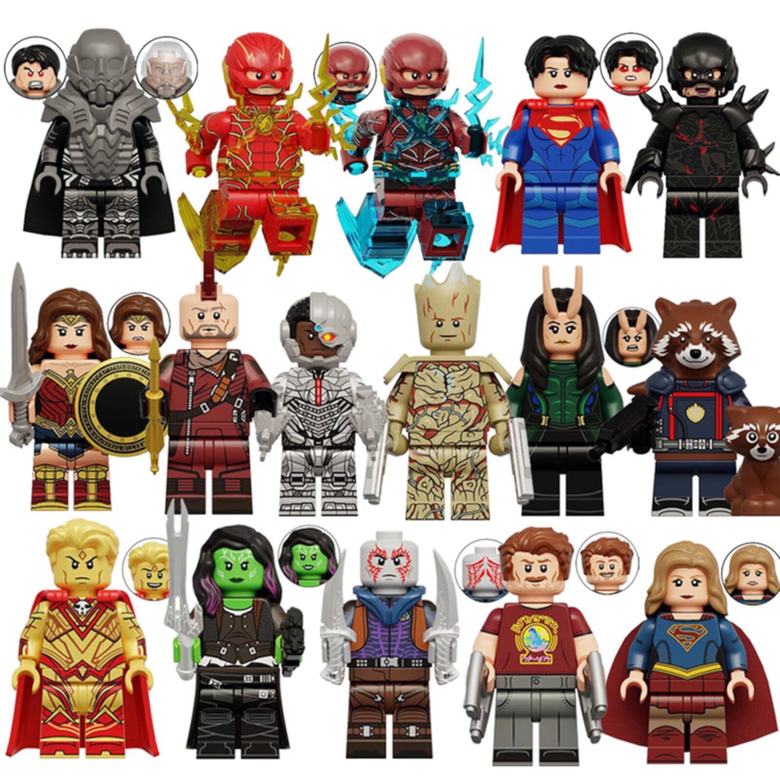 16 Pcs Superhero Minifigures Building Blocks Sets, Collectible 1.77 Inchs Groote Star-lord Action Figures Building Kits Cake Decorations for Kids and Fans Gifts, Christmas Gift Ganavi