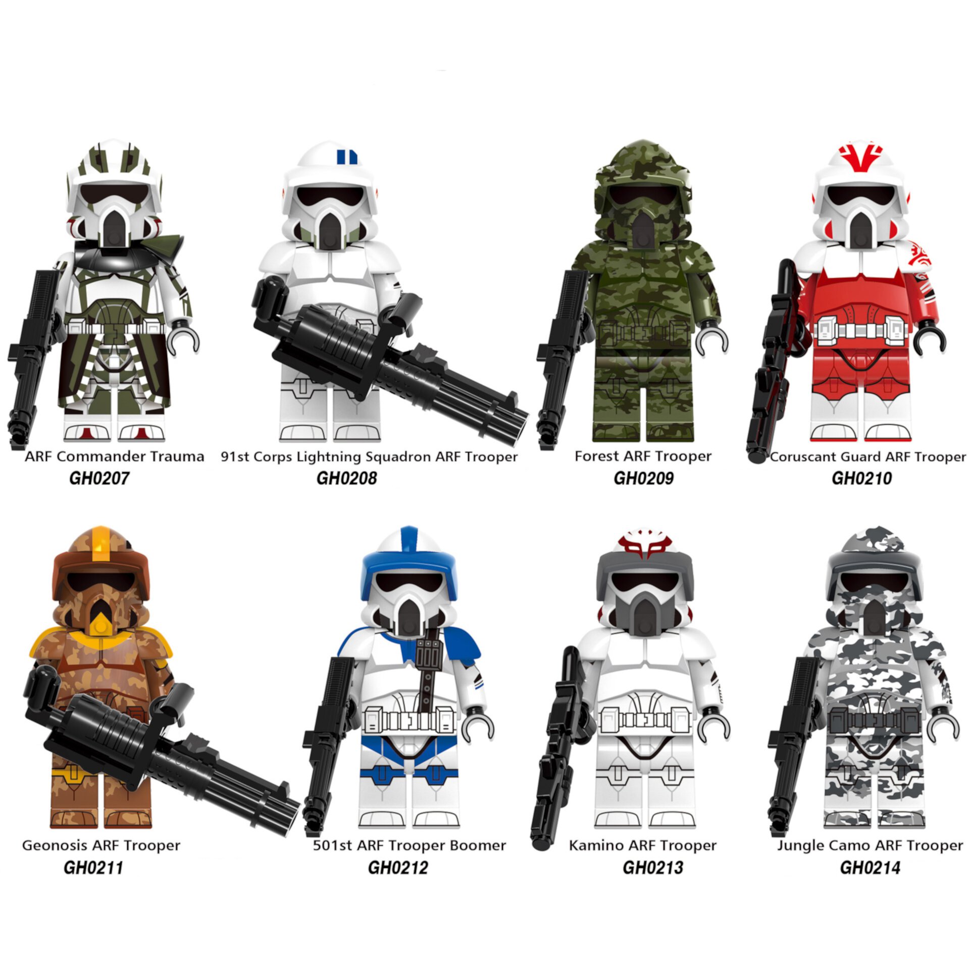 Star Wars ARF Clone Trooper Building Block Figure x 8 Set Toybuy