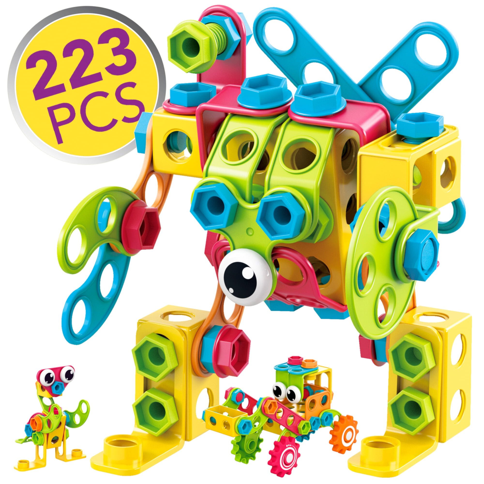 Contixo STEM Construction Engineering Set, Building Blocks Kit, Kids Toys Ages 5+, Boys & Girls - 223 Pcs Contixo