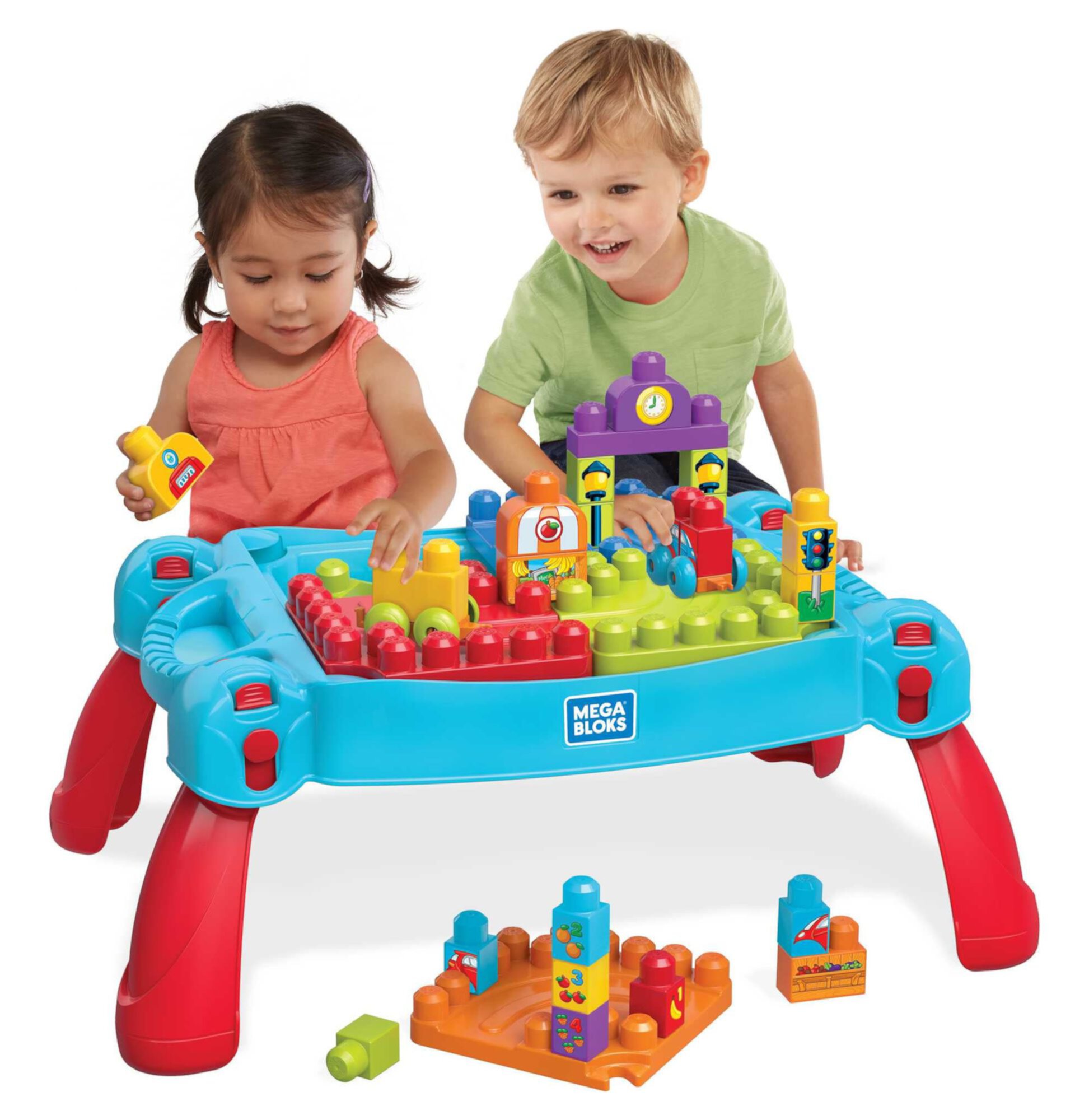 MEGA BLOKS Build ‘n Learn Table Activity Building Block Set, Learning Toy for Toddlers Mega Bloks