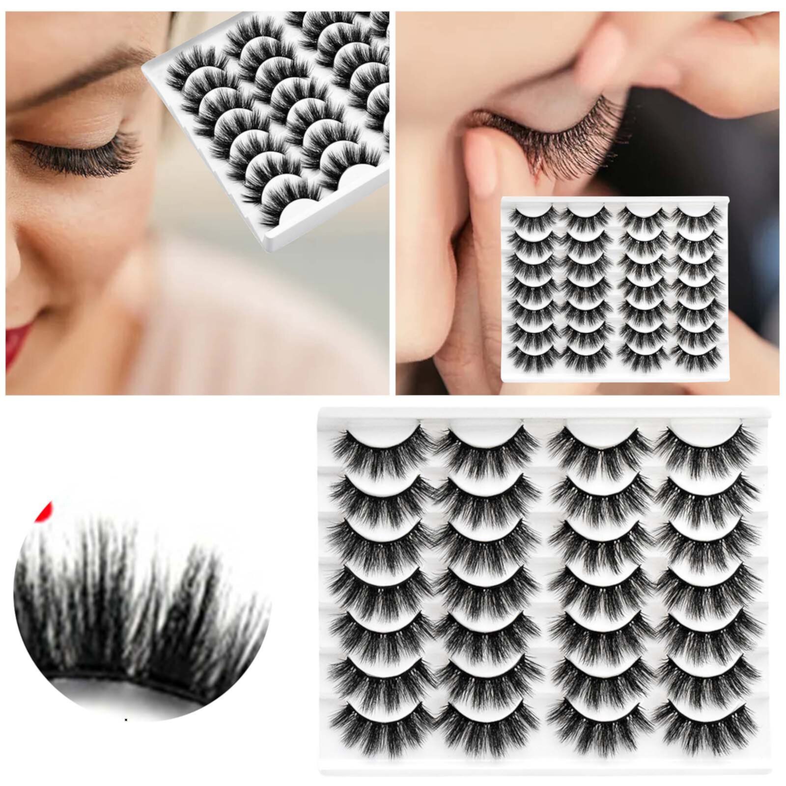 Natural Lashes Short 3D Layer False Eyelashes Natural Slim Long Thick Eyelashes 14 Pairs Sandistore