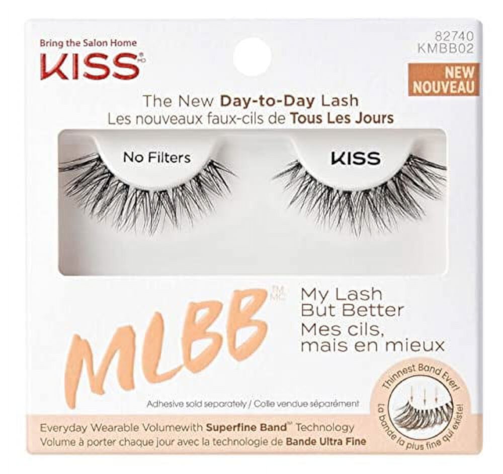 KISS MLBB My Lash But Better Everyday Wearable Volume False Eyelashes with Superfine Band Technology, Easy To Apply, Reusable, Cruelty-Free, Contact Lens Friendly, Style No Filters, 1 Pair Visit the KISS Store