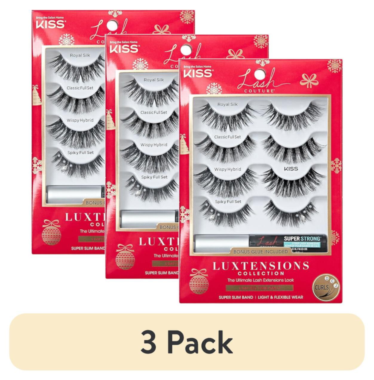 (3 pack) KISS Lash Couture Luxtension, False Eyelashes, Spiky Jewel, 14mm-16mm-18mm, 4 Pairs Visit the KISS Store